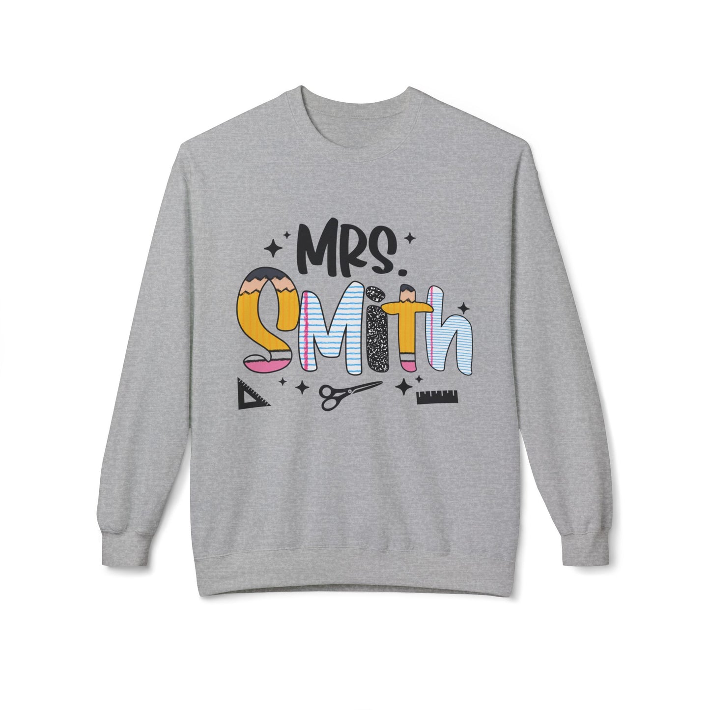 Personalized Mrs. Smith Crewneck Sweatshirt, Custom Fleece Sweatshirt, Cozy Gift for Her, Wedding Gift, Teacher Apparel, Fun Family Gift