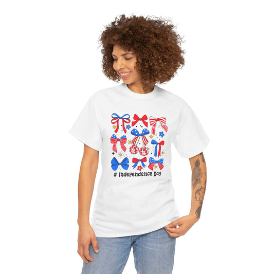 Patriotic Bow Graphic Tee for Independence Day