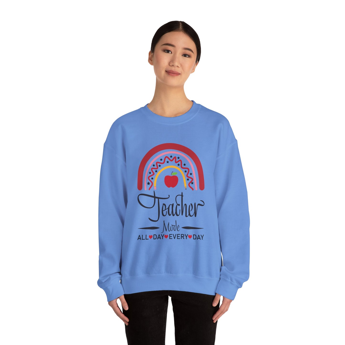 Teacher Made All Day Everyday Crewneck Sweatshirt, Comfortable Gift for Educators, Back to School, Teacher Appreciation, Cozy Gift