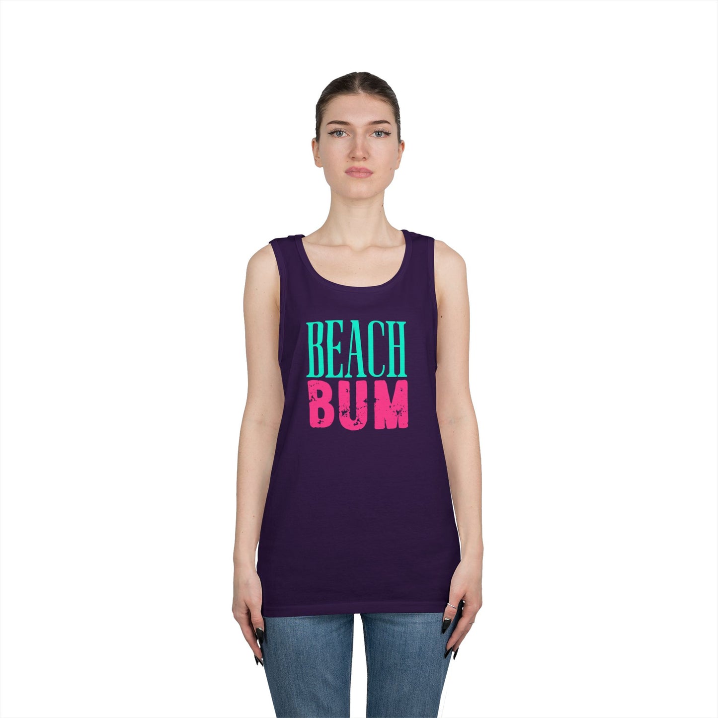 Beach Bum Tank Top – Retro Teal & Pink Summer Graphic