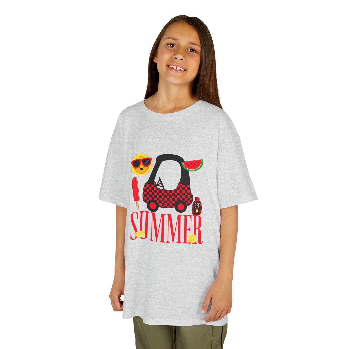 Kids Summer Graphic Tee — 'Summer' Car, Sunglasses & Popsicle Design
