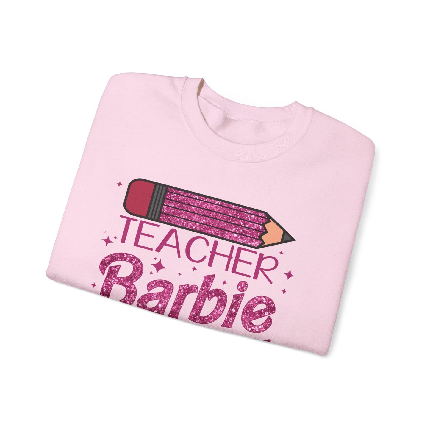 Glitter Pink Teacher Crewneck Sweatshirt | Fun Gift for Educators, Back to School, Teacher Appreciation, Casual Wear, Birthday Gift