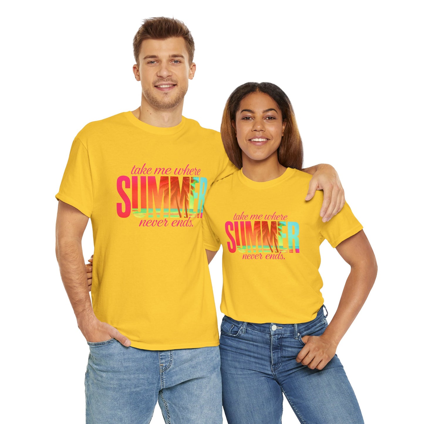 Summer Vibes Unisex Heavy Cotton Tee, Beachwear, Vacation Shirt, Gift for Summer Lovers, Casual Summer Tee, Outdoor Activities Wear