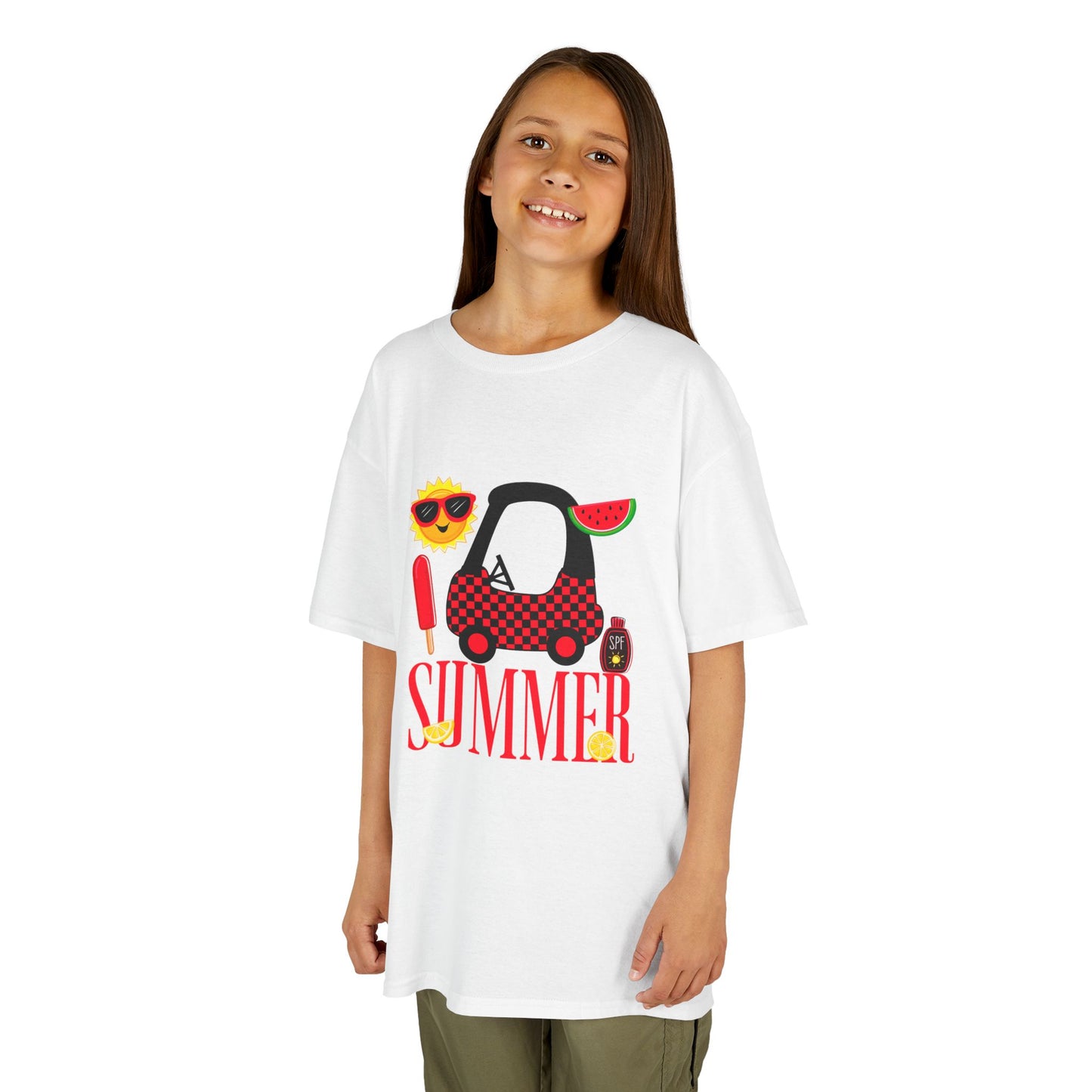 Kids Summer Graphic Tee — 'Summer' Car, Sunglasses & Popsicle Design