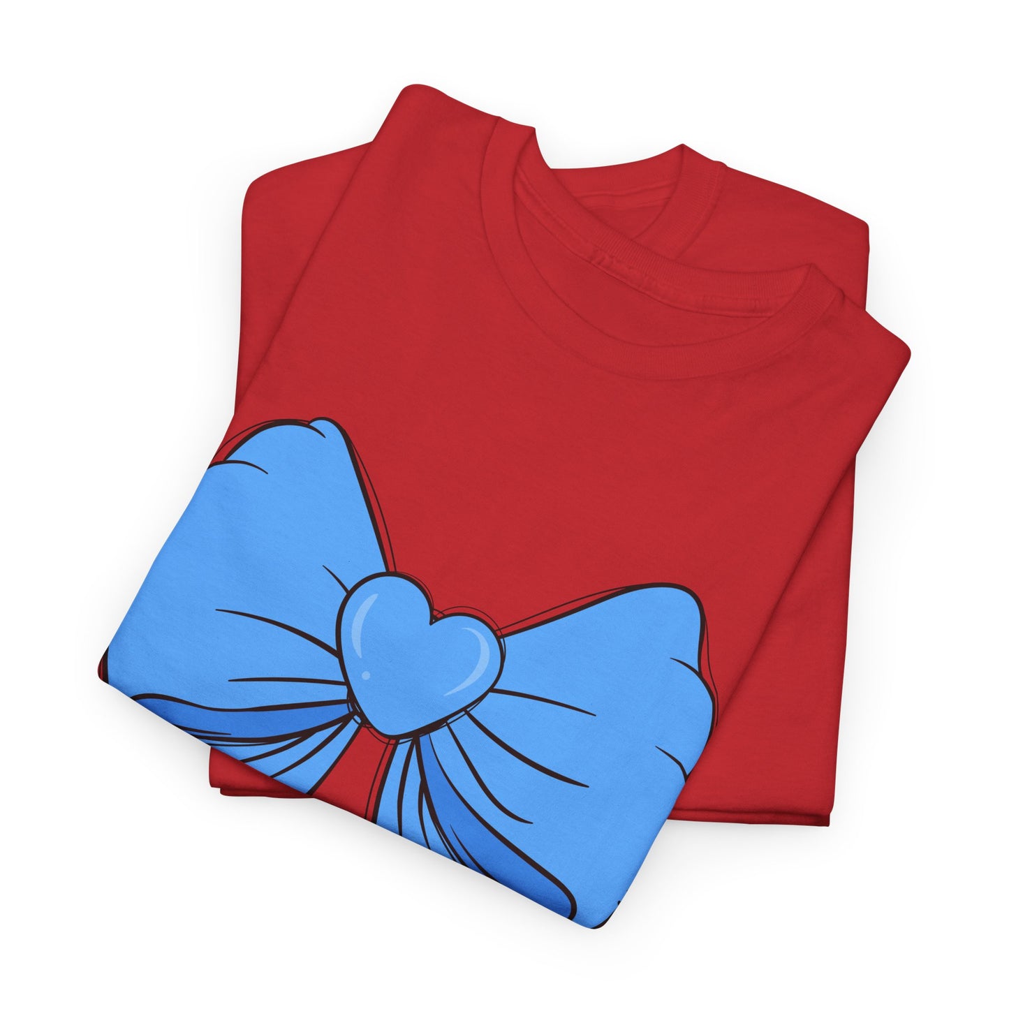 Blue Bow Heart Unisex Tee | Cute Graphic T-Shirt, Gift for Friends, Trendy Casual Wear, Birthday Apparel, Stylish Everyday Top