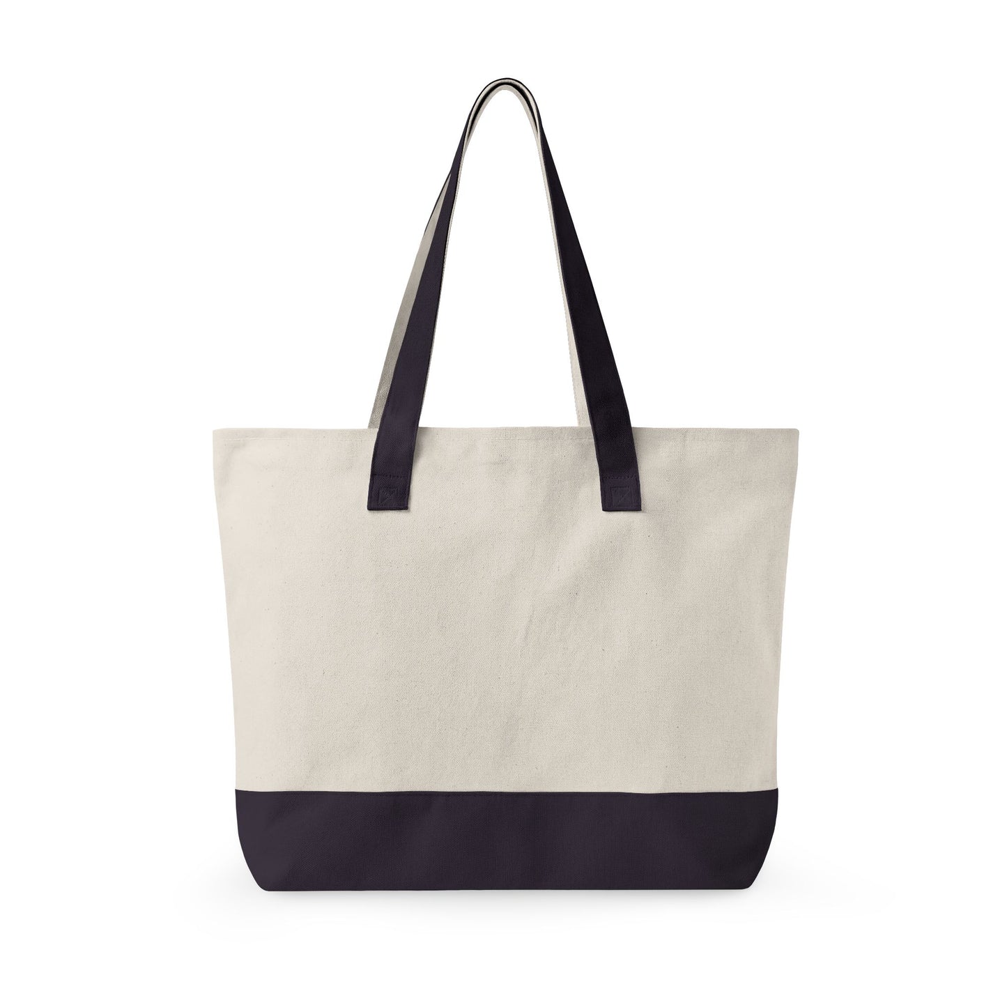 Canvas Tote Bag with Cute Ribbon Bow Print — Zippered Cotton Shopper