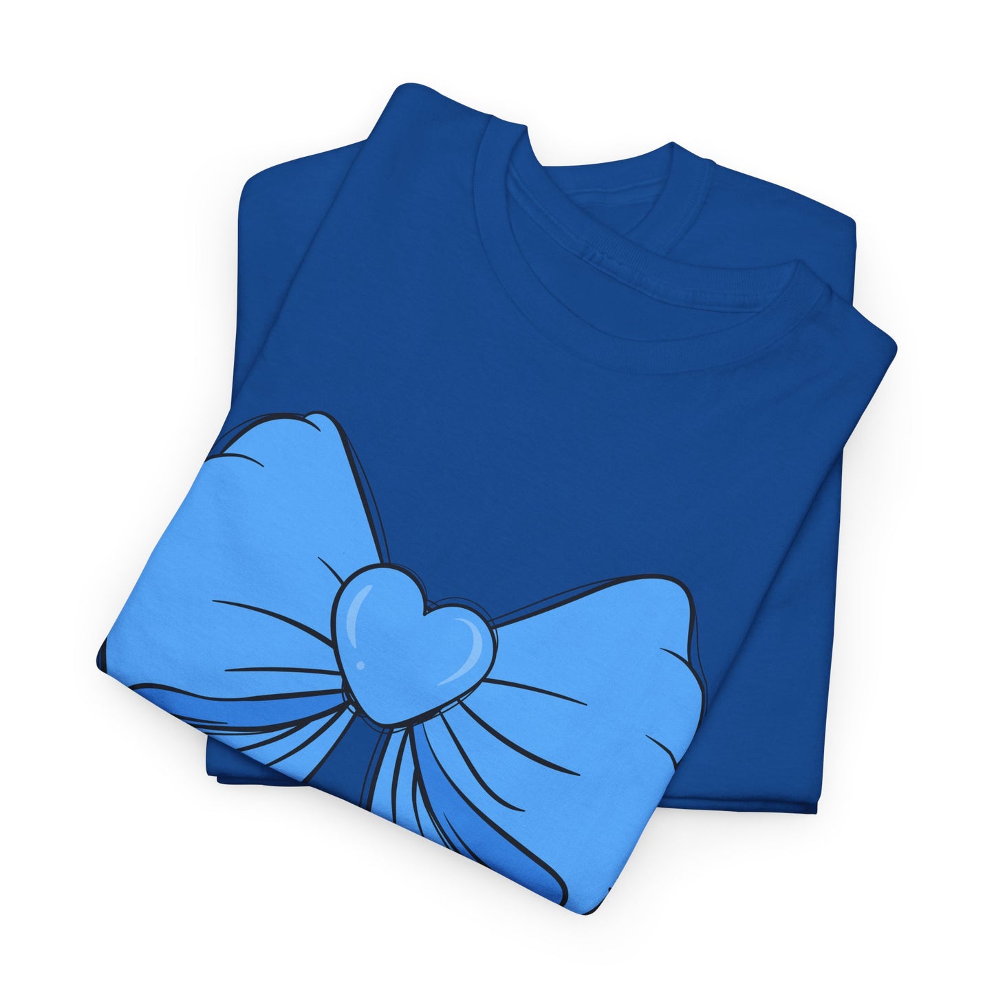 Blue Bow Heart Unisex Tee | Cute Graphic T-Shirt, Gift for Friends, Trendy Casual Wear, Birthday Apparel, Stylish Everyday Top