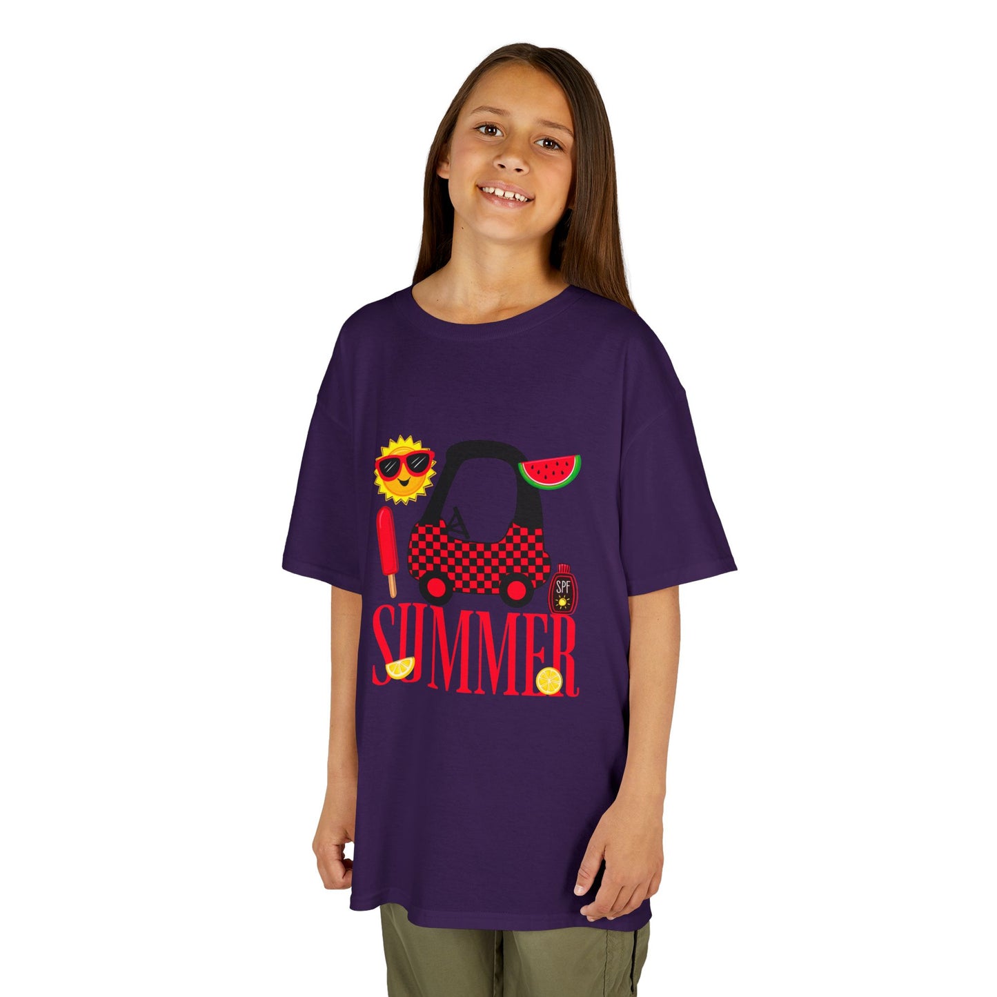 Kids Summer Graphic Tee — 'Summer' Car, Sunglasses & Popsicle Design