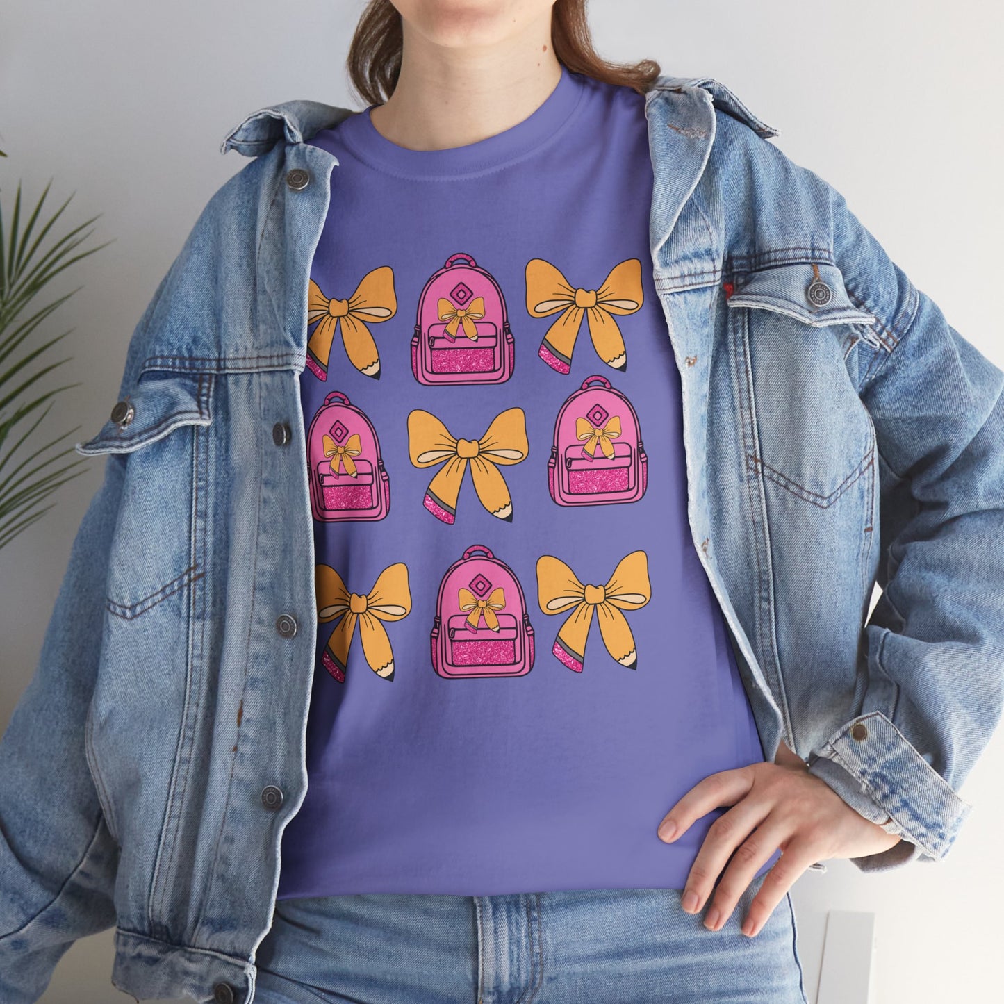 Cute Bow and Backpack Tee - Fun, Comfortable Unisex T-Shirt, Perfect for School Days, Gifts for Kids, Back to School, Casual Wear, [...]