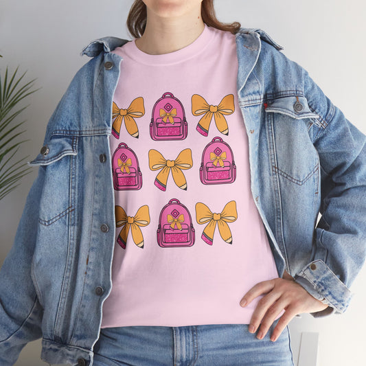 Cute Bow and Backpack Tee - Fun, Comfortable Unisex T-Shirt, Perfect for School Days, Gifts for Kids, Back to School, Casual Wear, [...]