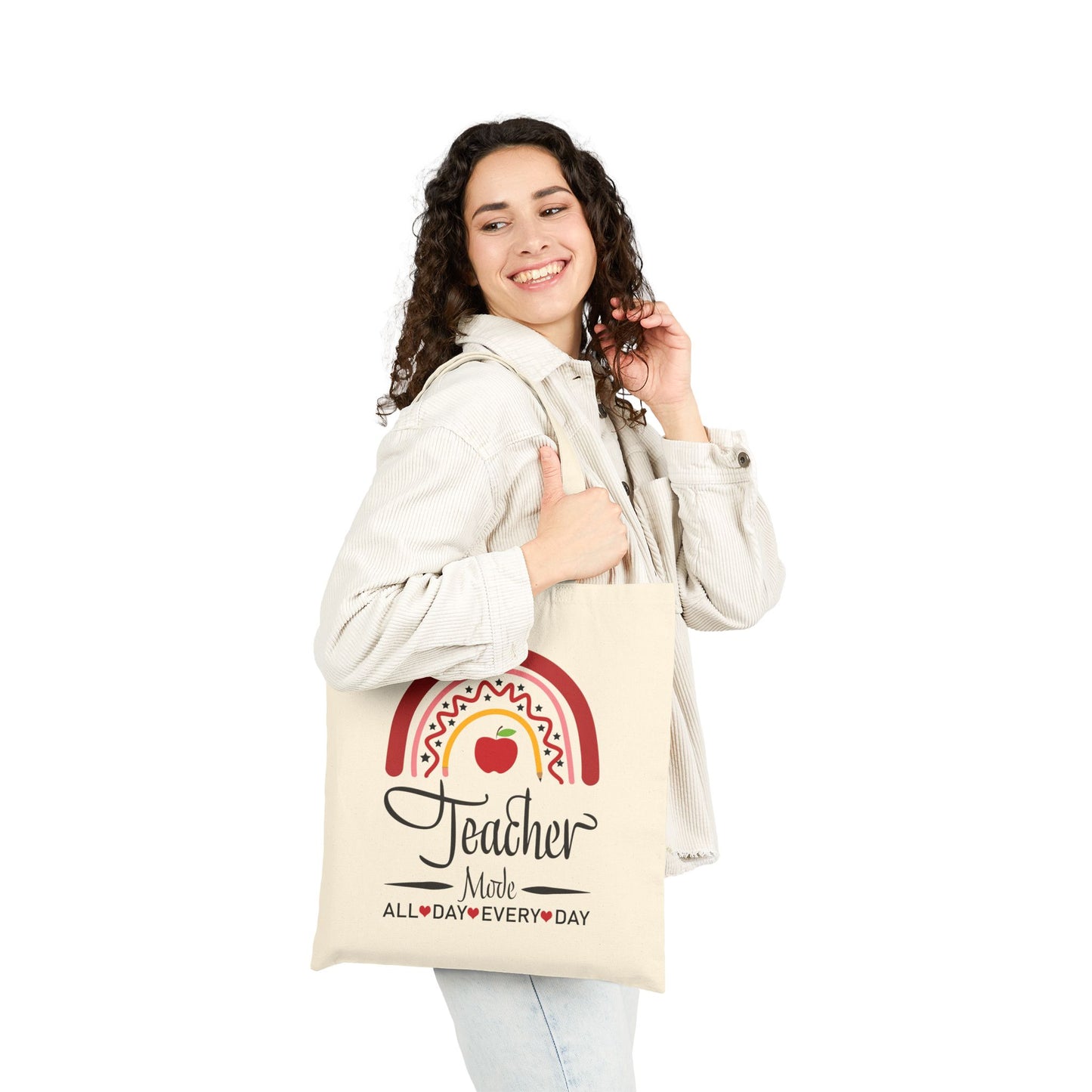 Teacher Tote Bag, Canvas Shopping Bag, Eco-Friendly Bag, Gift for Teachers, School Supplies Carrier, Reusable Tote
