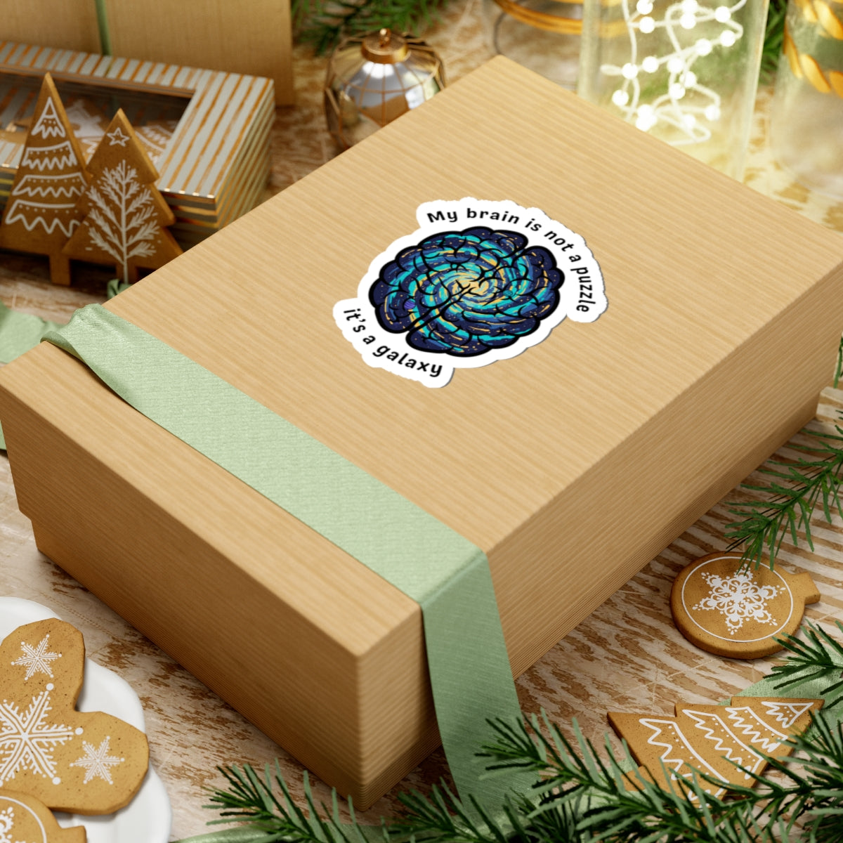 My Brain Is Not a Puzzle Galaxy Sticker | neurodiversity, autistic pride