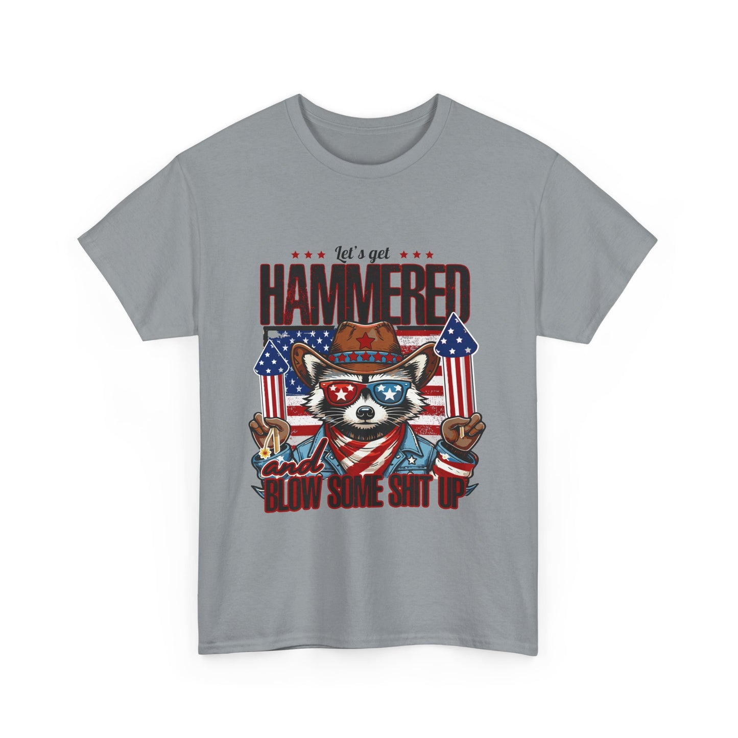 Patriotic Let's Get Hammered! American Party Raccoon Shirt
