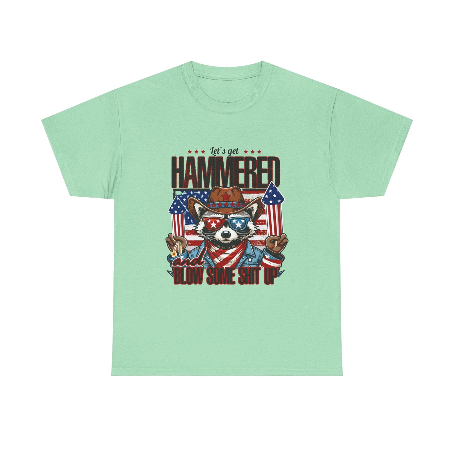 Patriotic Let's Get Hammered! American Party Raccoon Shirt