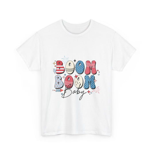 Celebrate Independence Day T-Shirt, Boom Boom Baby Tee, Fun Summer Shirt, Patriotic Apparel, Fourth of July Party Gift