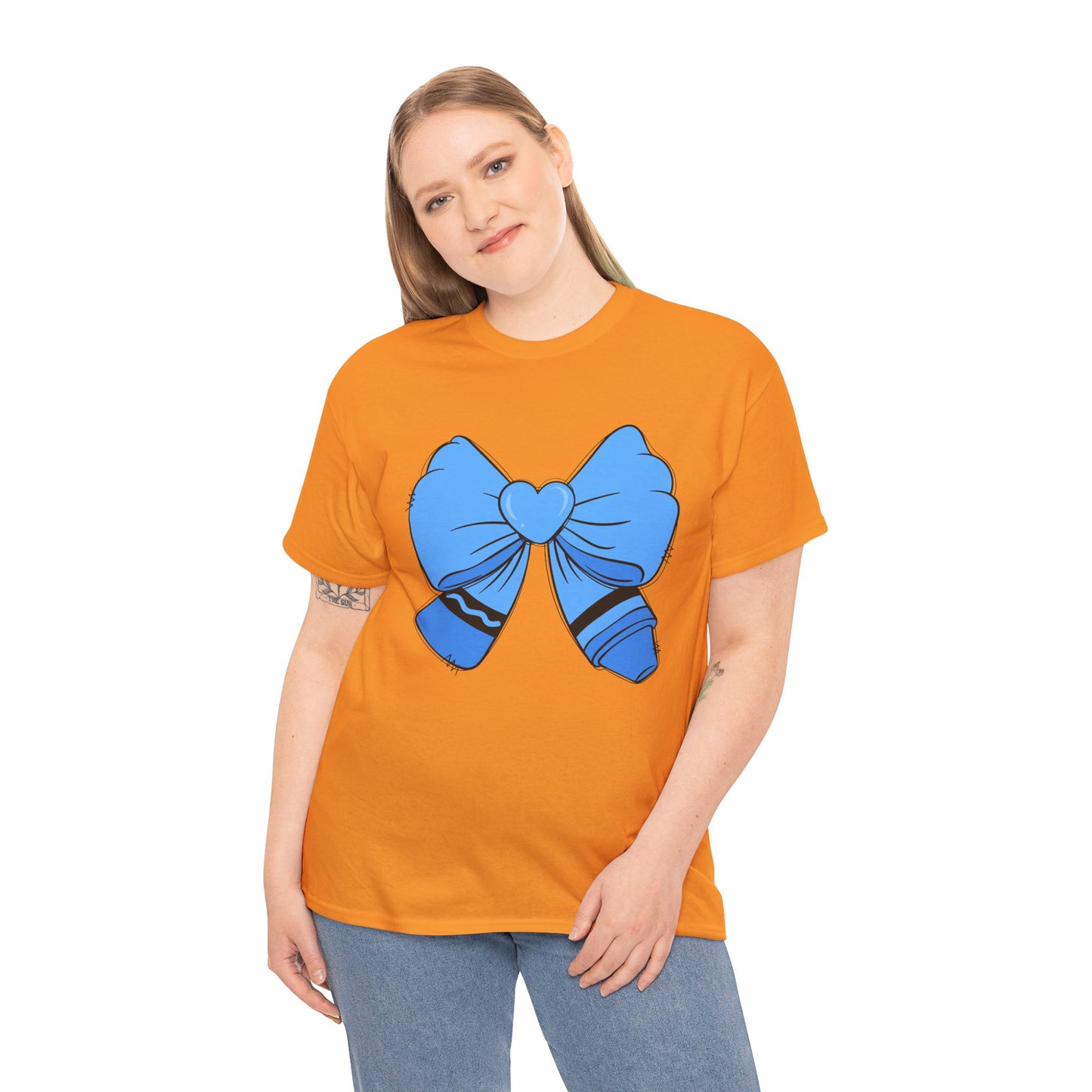 Blue Bow Heart Unisex Tee | Cute Graphic T-Shirt, Gift for Friends, Trendy Casual Wear, Birthday Apparel, Stylish Everyday Top
