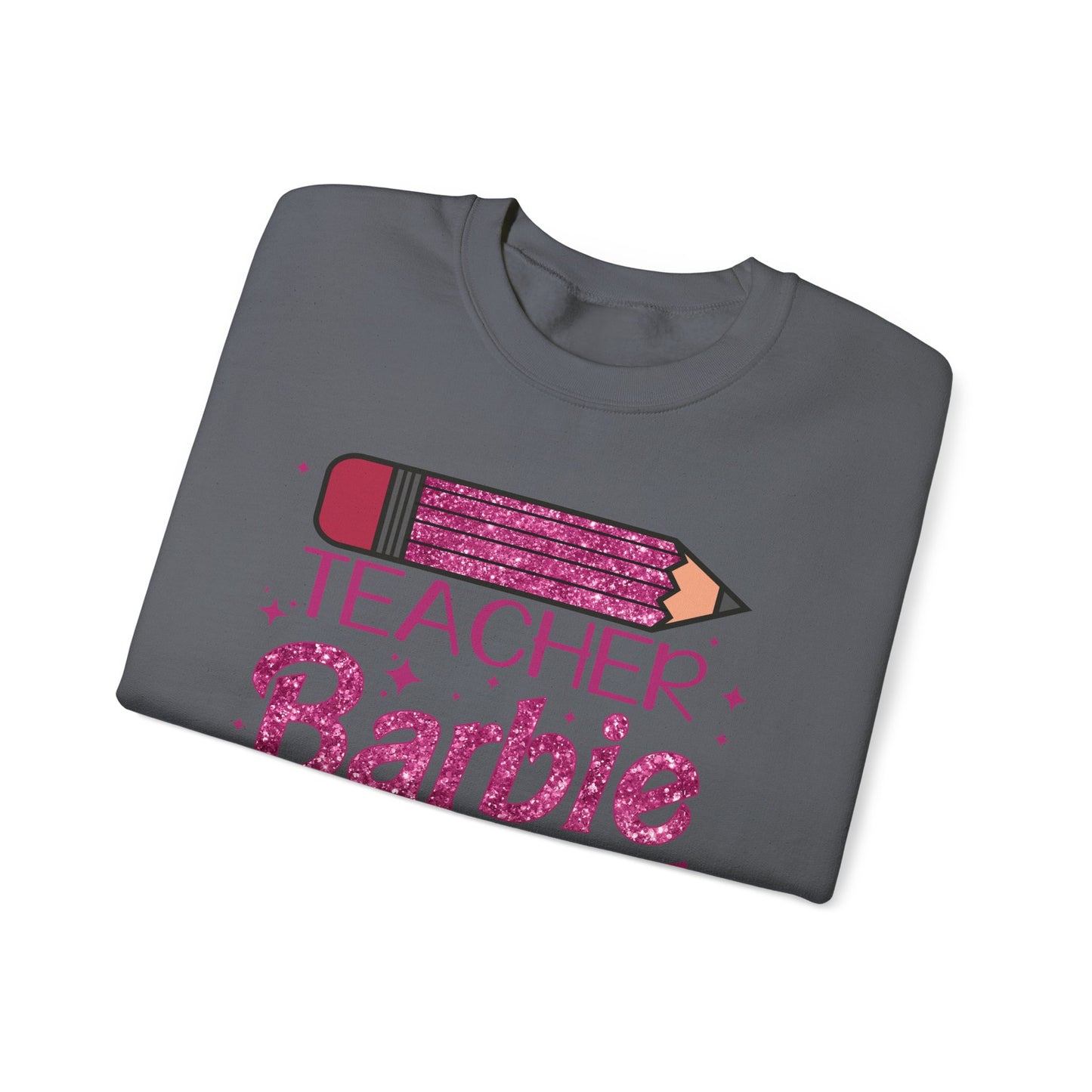 Glitter Pink Teacher Crewneck Sweatshirt | Fun Gift for Educators, Back to School, Teacher Appreciation, Casual Wear, Birthday Gift