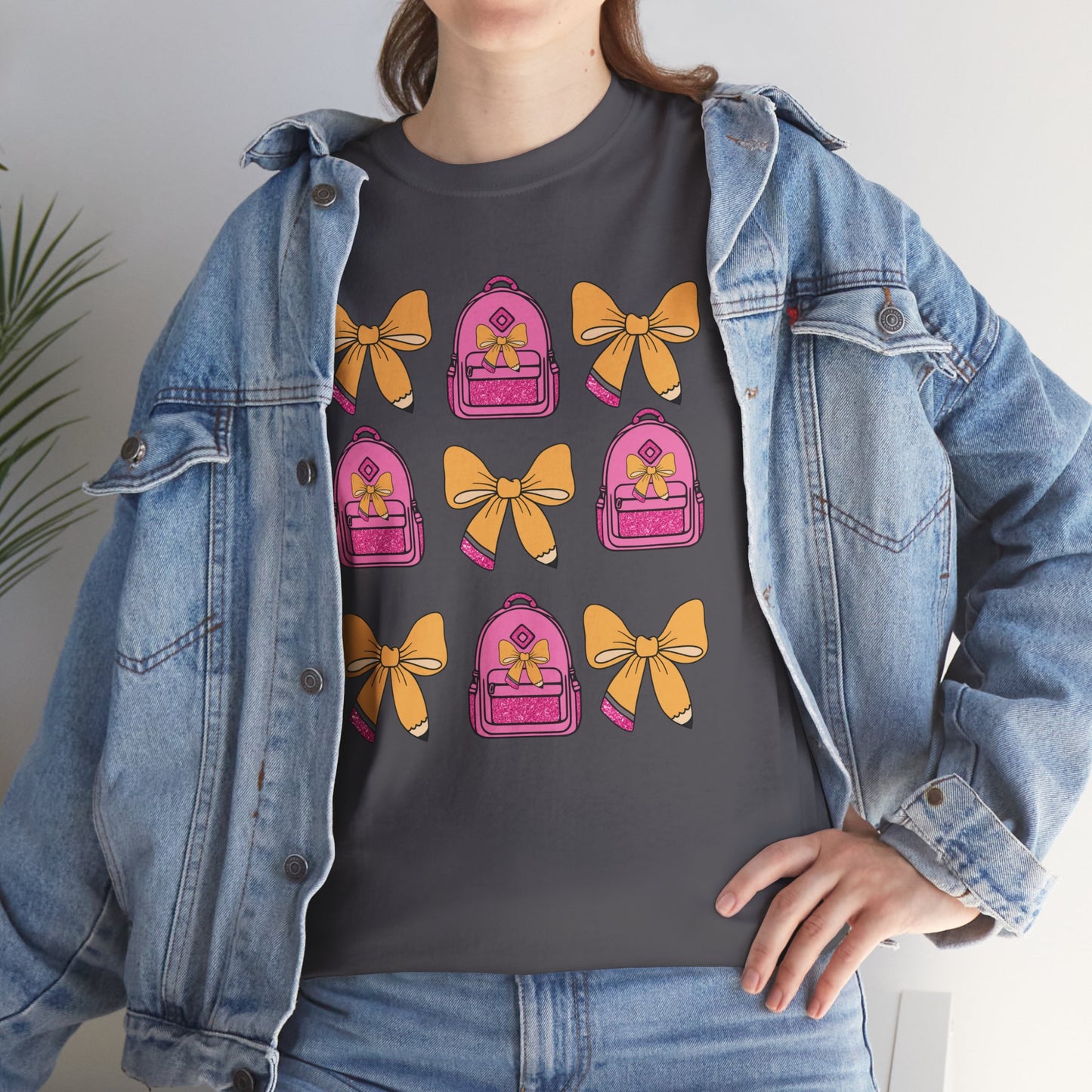Cute Bow and Backpack Tee - Fun, Comfortable Unisex T-Shirt, Perfect for School Days, Gifts for Kids, Back to School, Casual Wear, [...]