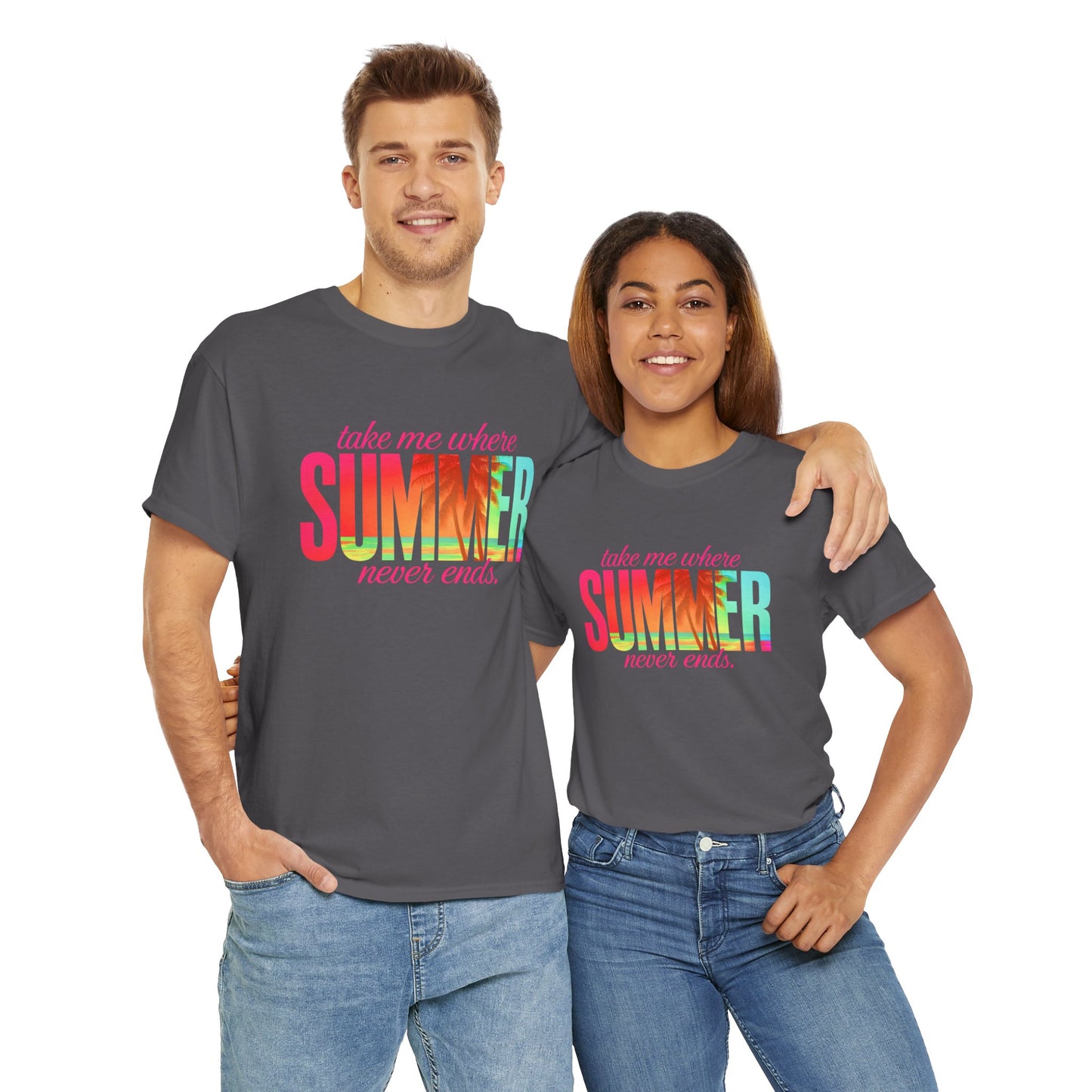 Summer Vibes Unisex Heavy Cotton Tee, Beachwear, Vacation Shirt, Gift for Summer Lovers, Casual Summer Tee, Outdoor Activities Wear