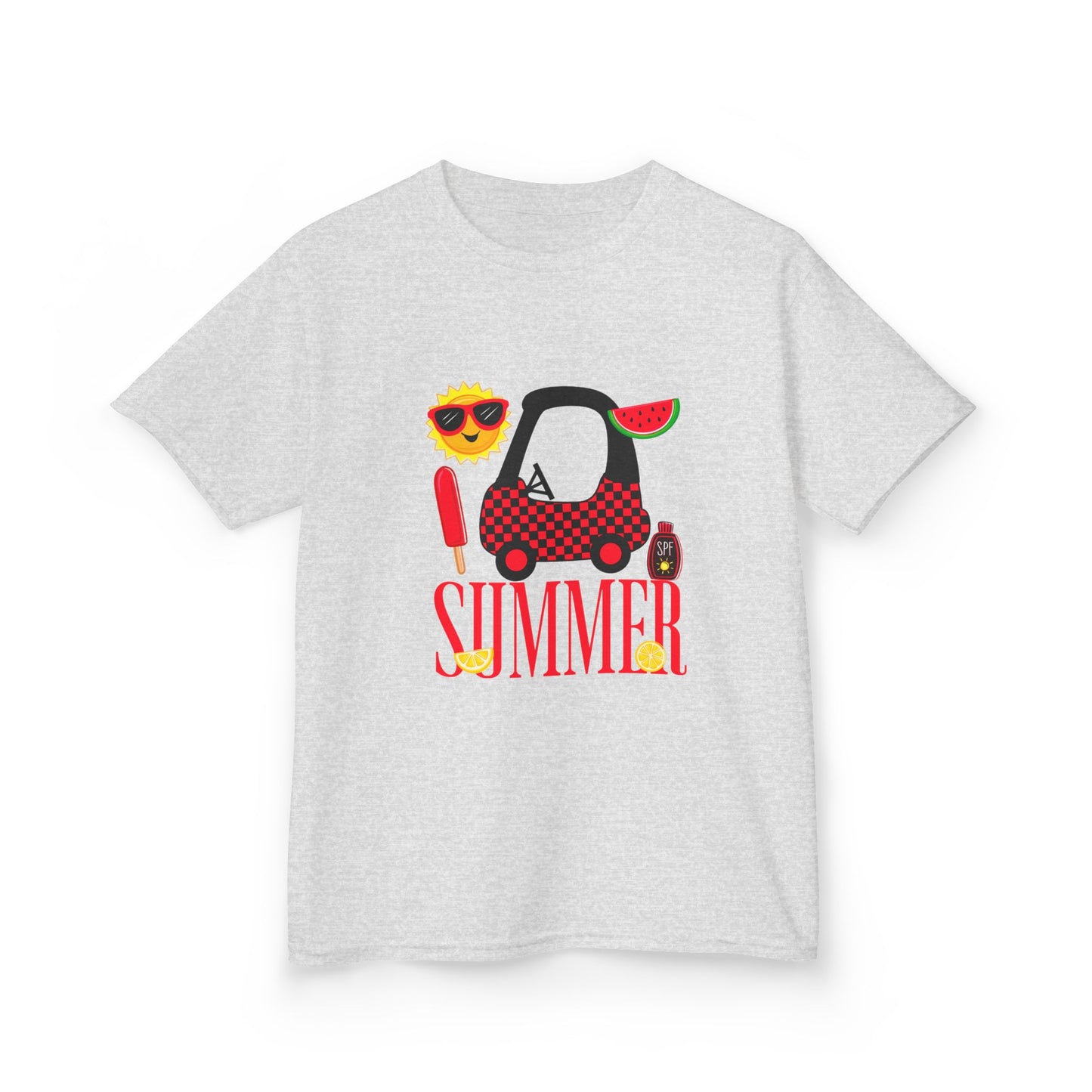 Kids Summer Graphic Tee — 'Summer' Car, Sunglasses & Popsicle Design