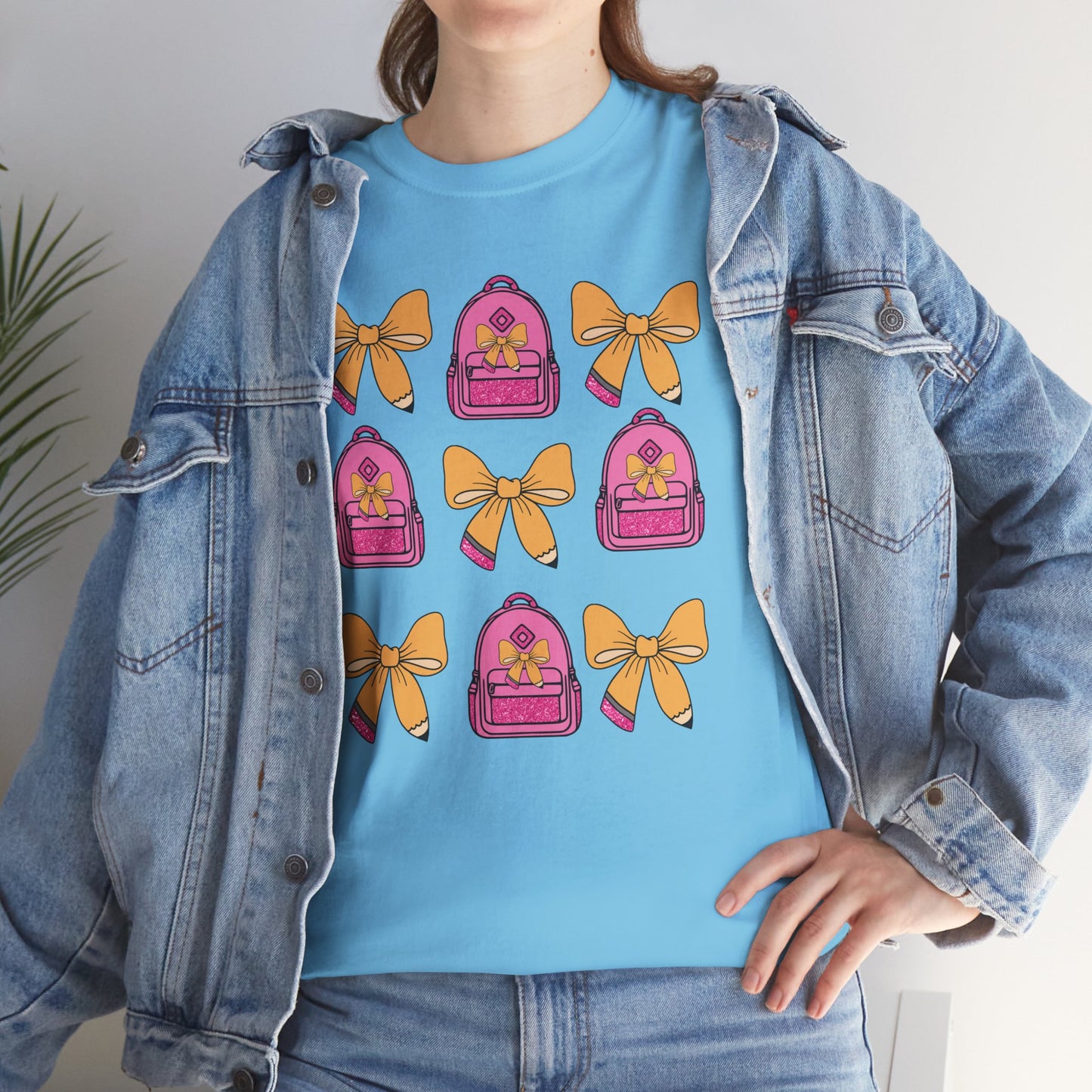 Cute Bow and Backpack Tee - Fun, Comfortable Unisex T-Shirt, Perfect for School Days, Gifts for Kids, Back to School, Casual Wear, [...]