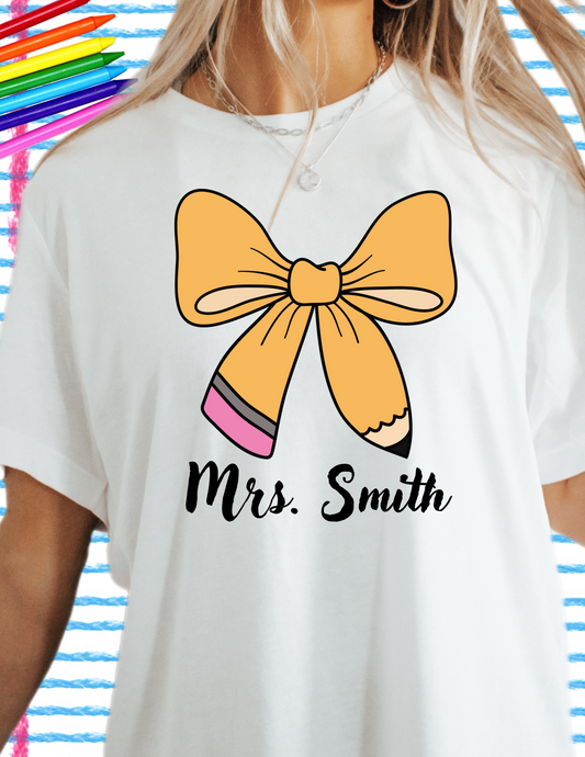 Personalized Pencil Bow Tee