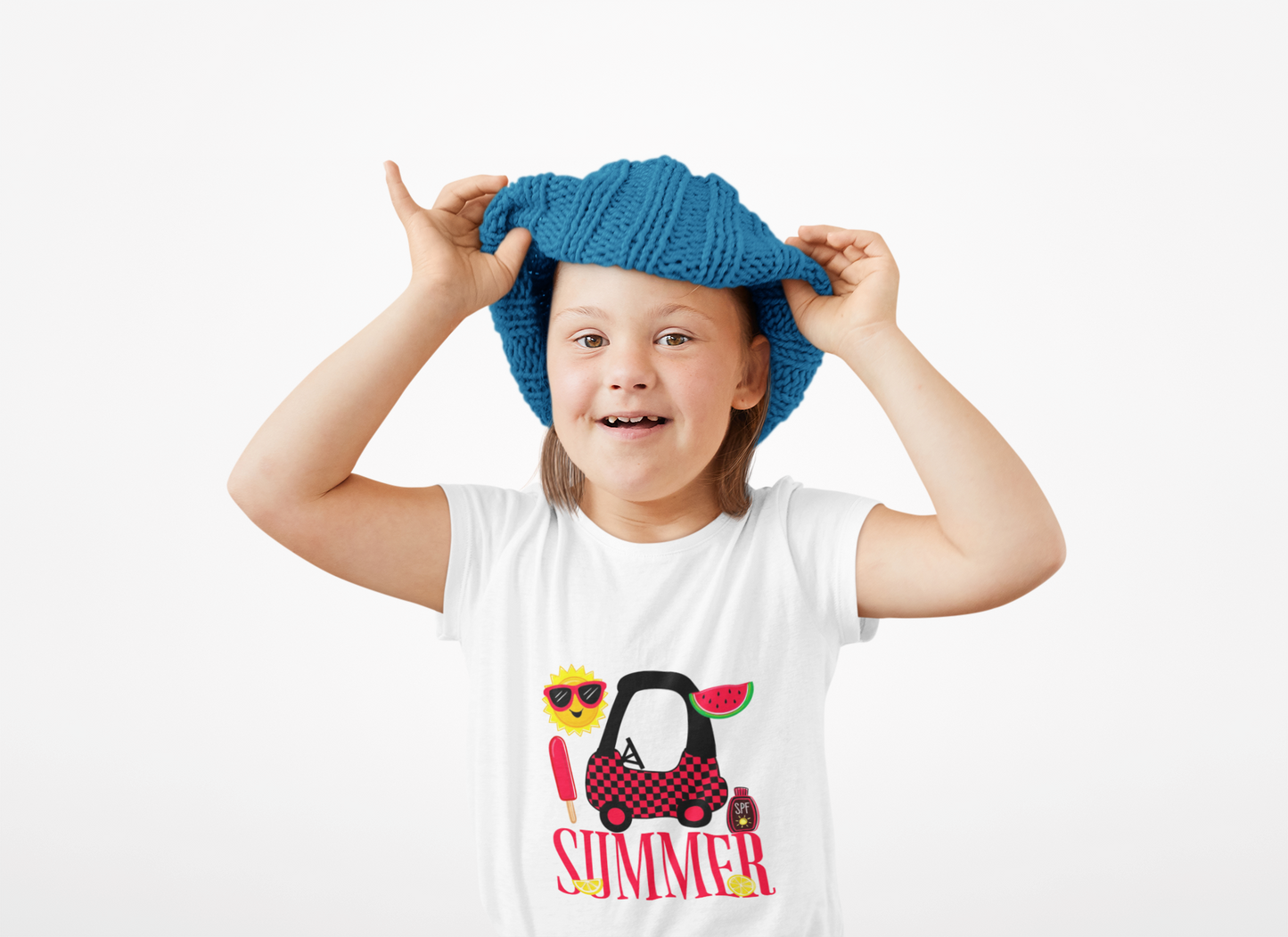 Kids Summer Graphic Tee — 'Summer' Car, Sunglasses & Popsicle Design
