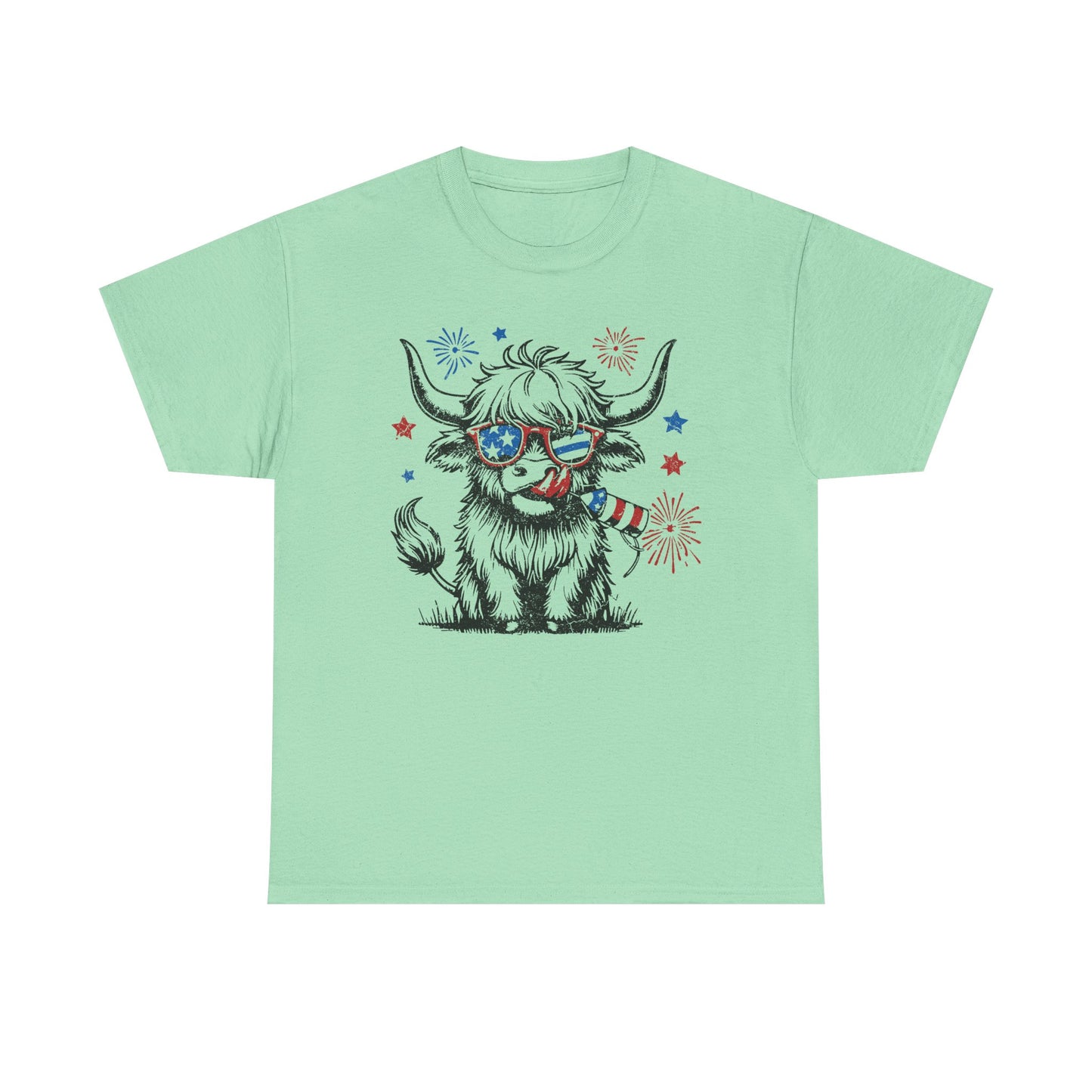 Patriotic Highland Cow Tee