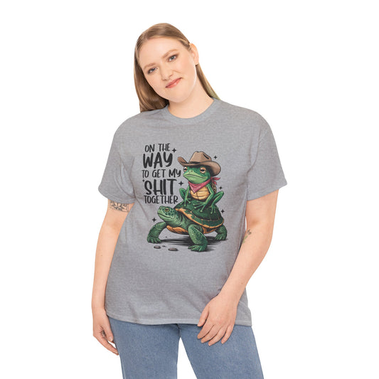 Graphic Tee - Frog Riding a Turtle On My Way To Get My Shit Together Tshirt