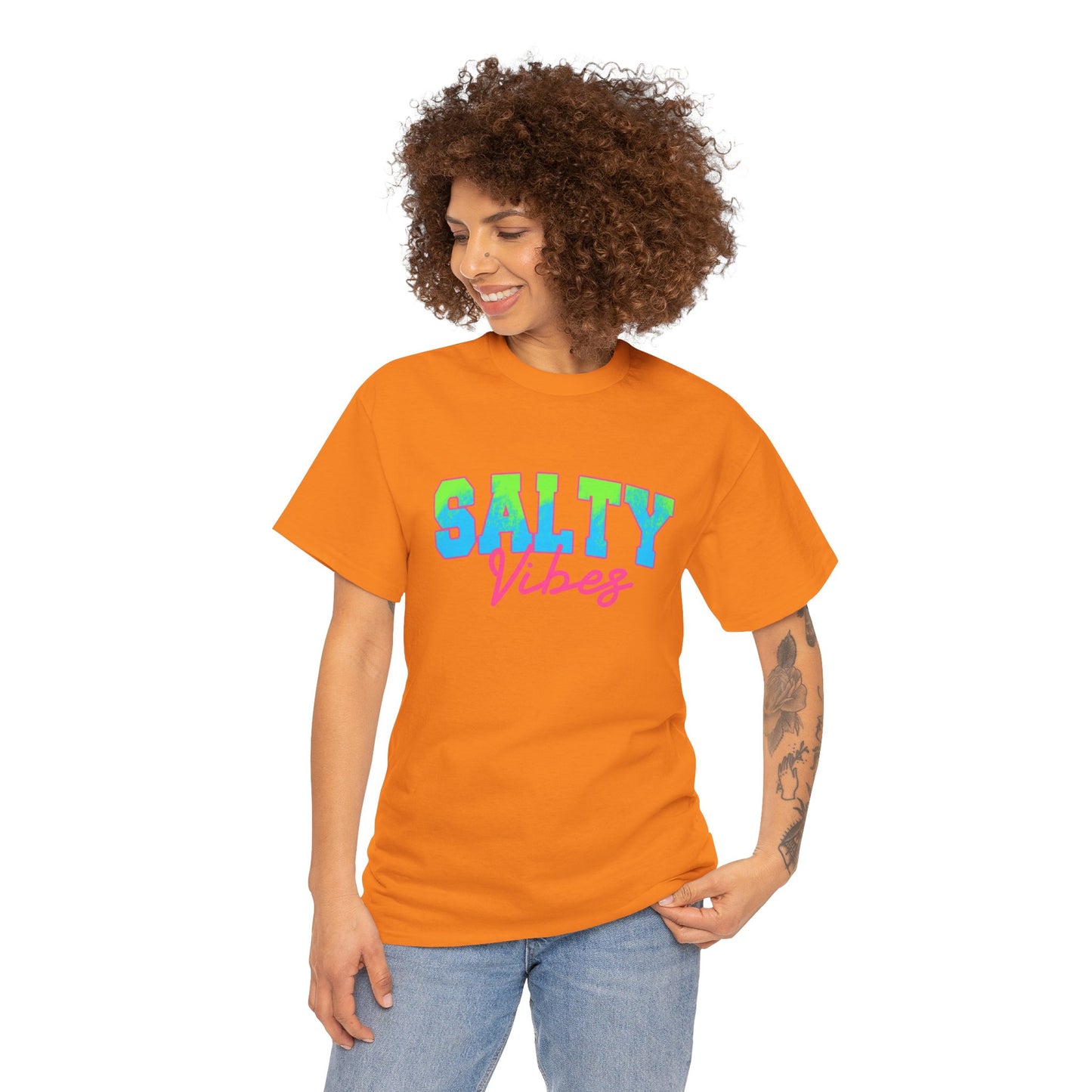 Salty Vibes Unisex Heavy Cotton Tee | Casual Summer Shirt, Beachwear, Gift for Friends, Ocean Lover, Graphic Tee