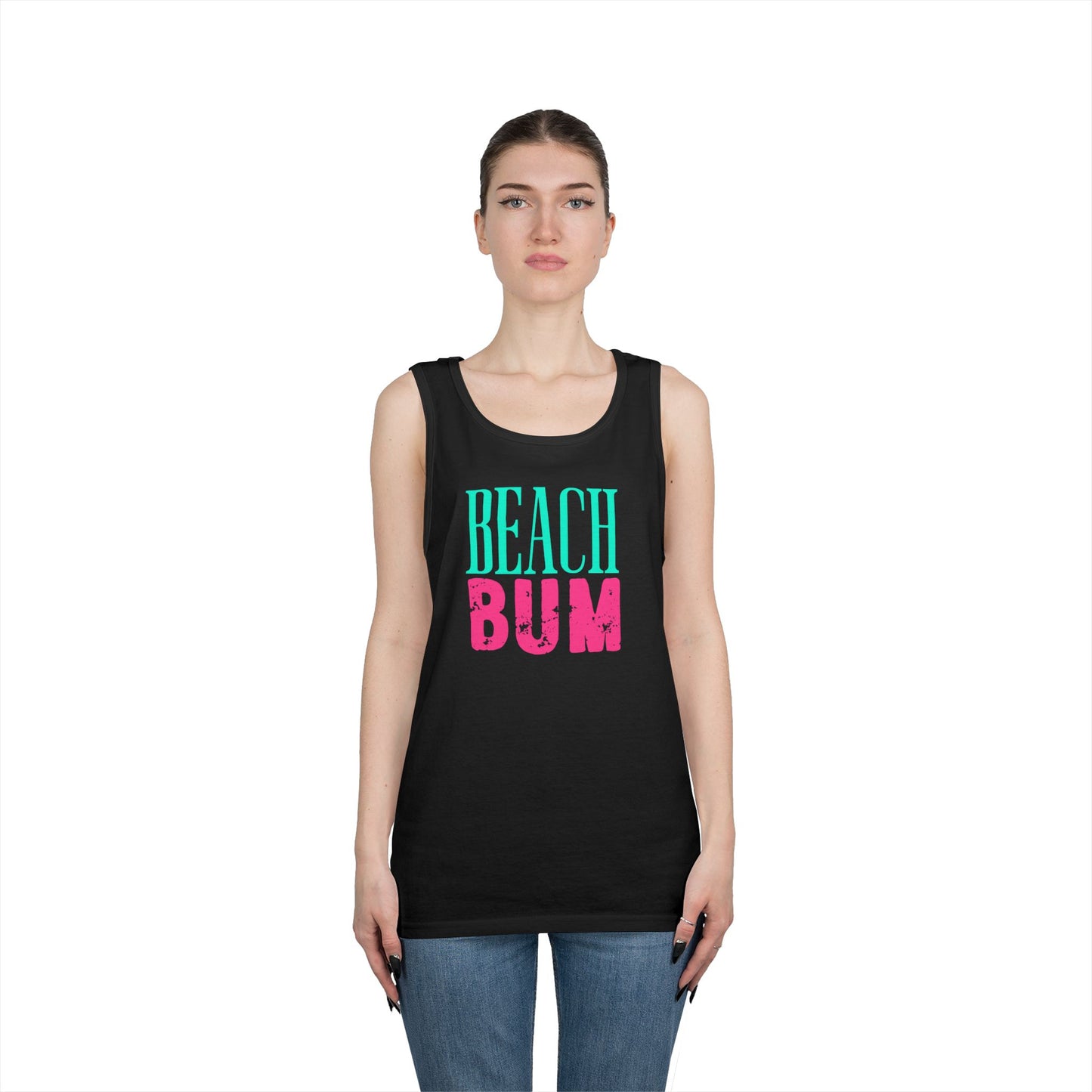 Beach Bum Tank Top – Retro Teal & Pink Summer Graphic