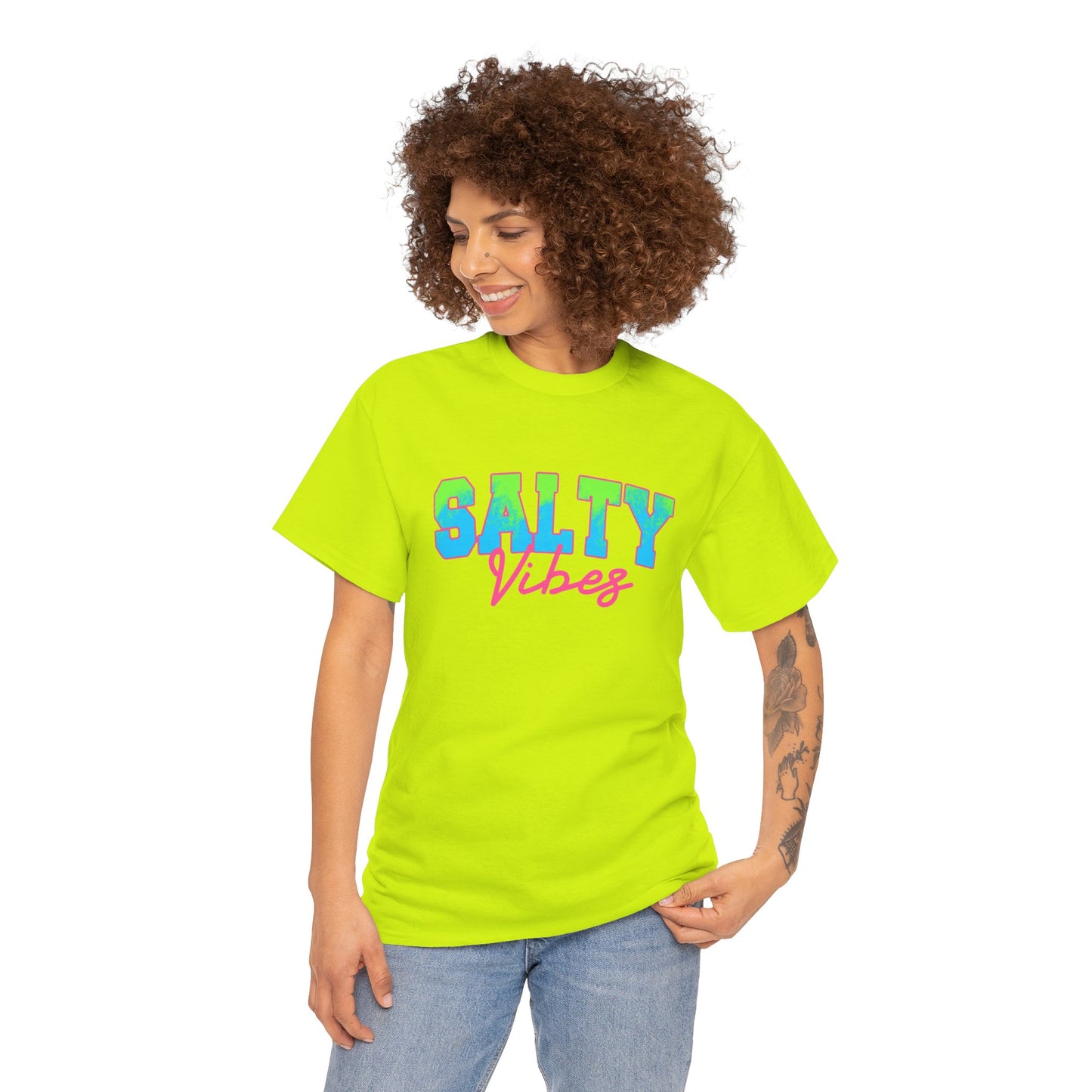 Salty Vibes Unisex Heavy Cotton Tee | Casual Summer Shirt, Beachwear, Gift for Friends, Ocean Lover, Graphic Tee