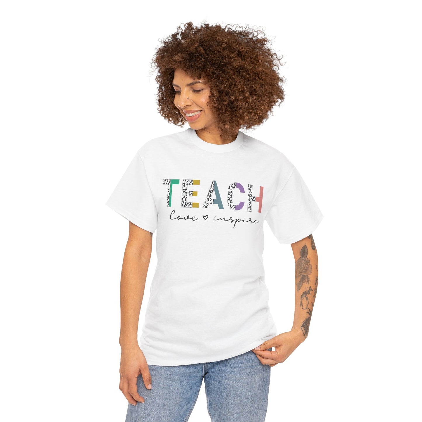 Cheeta Print Unisex Tee - Teach Love and Inspire Shirt