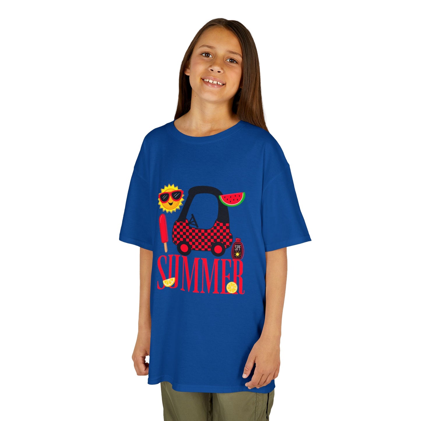 Kids Summer Graphic Tee — 'Summer' Car, Sunglasses & Popsicle Design