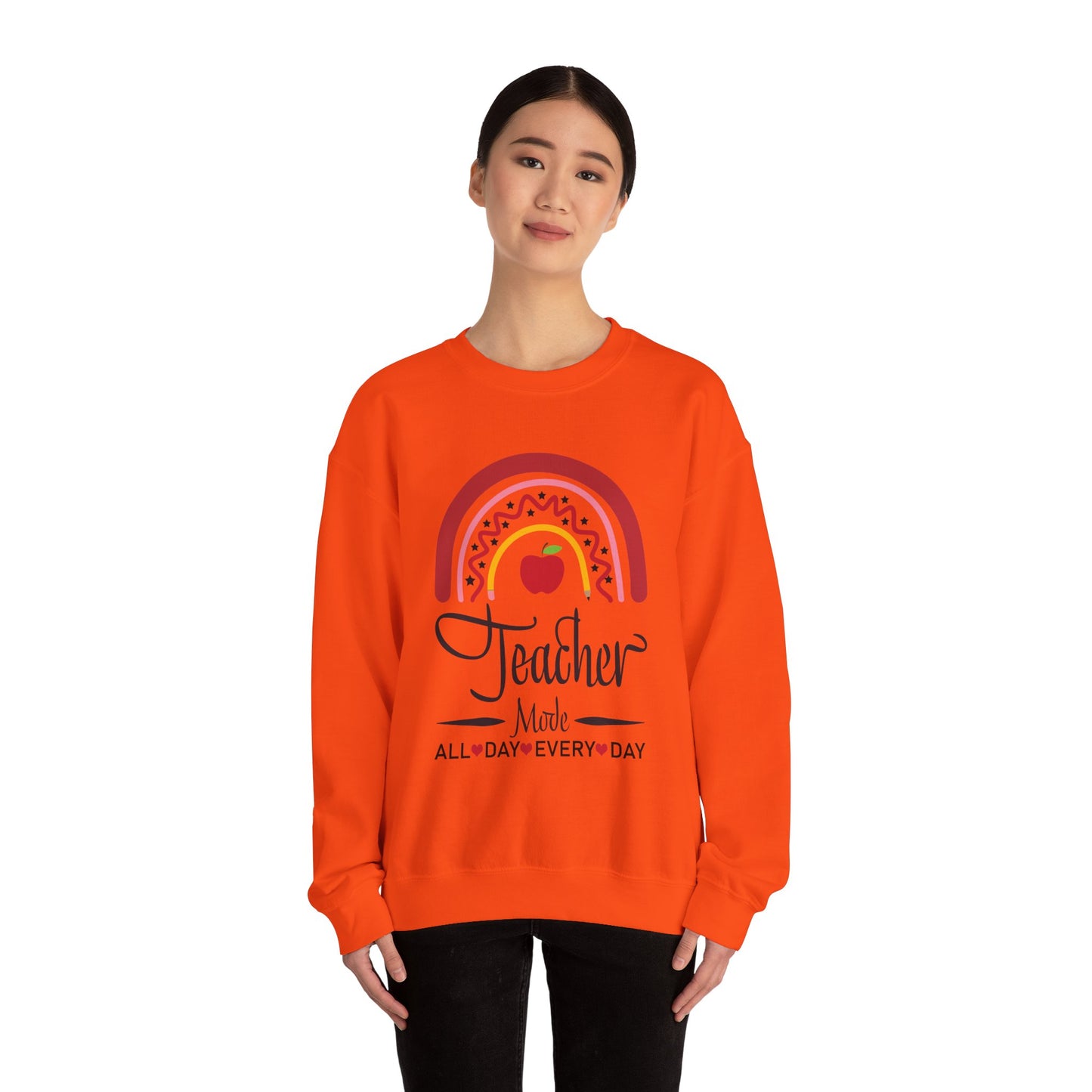 Teacher Made All Day Everyday Crewneck Sweatshirt, Comfortable Gift for Educators, Back to School, Teacher Appreciation, Cozy Gift