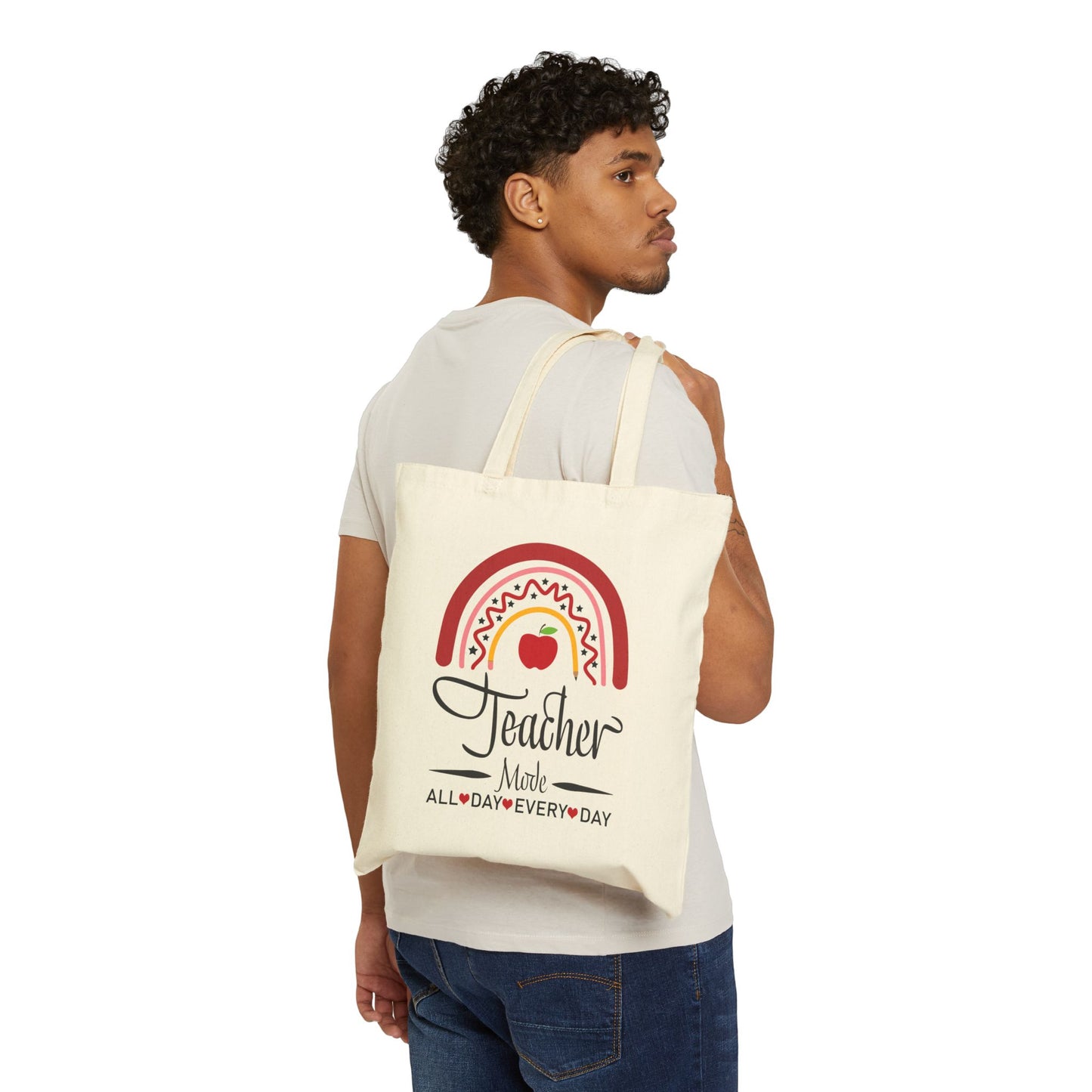 Teacher Tote Bag, Canvas Shopping Bag, Eco-Friendly Bag, Gift for Teachers, School Supplies Carrier, Reusable Tote