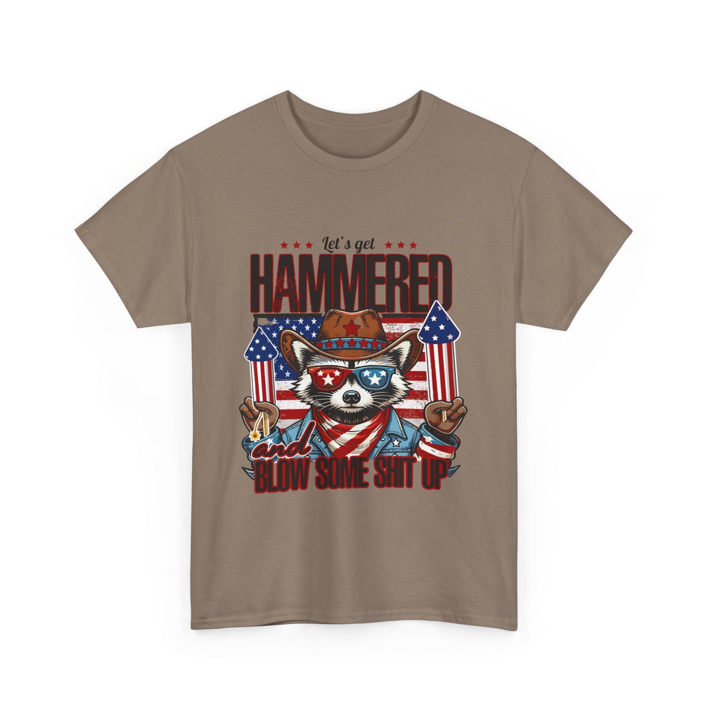 Patriotic Let's Get Hammered! American Party Raccoon Shirt