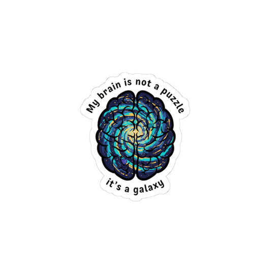 My Brain Is Not a Puzzle Galaxy Sticker | neurodiversity, autistic pride