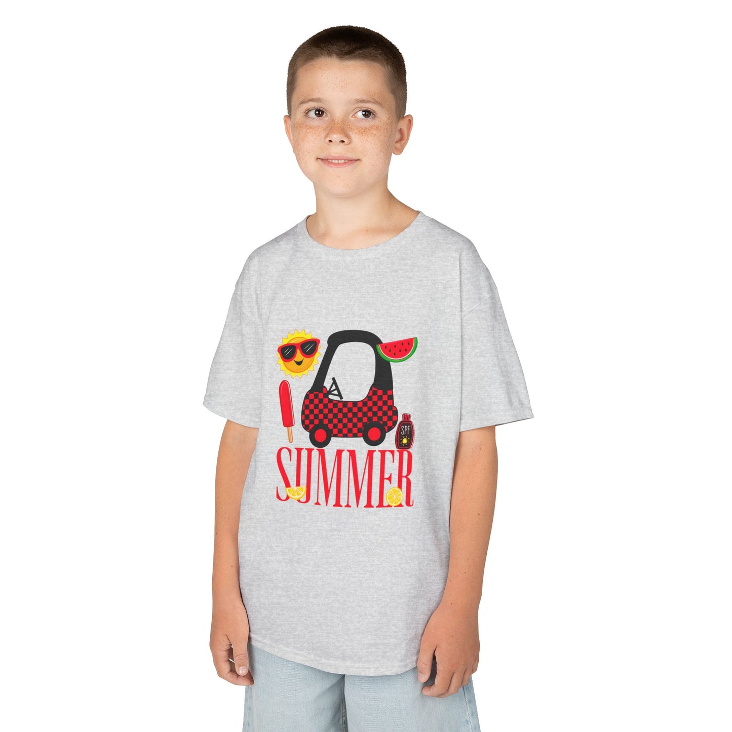 Kids Summer Graphic Tee — 'Summer' Car, Sunglasses & Popsicle Design
