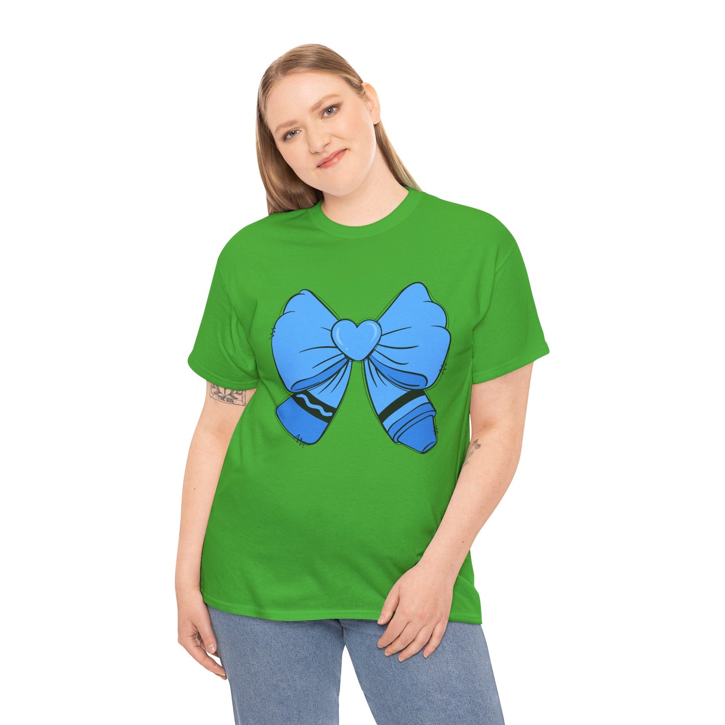 Blue Bow Heart Unisex Tee | Cute Graphic T-Shirt, Gift for Friends, Trendy Casual Wear, Birthday Apparel, Stylish Everyday Top