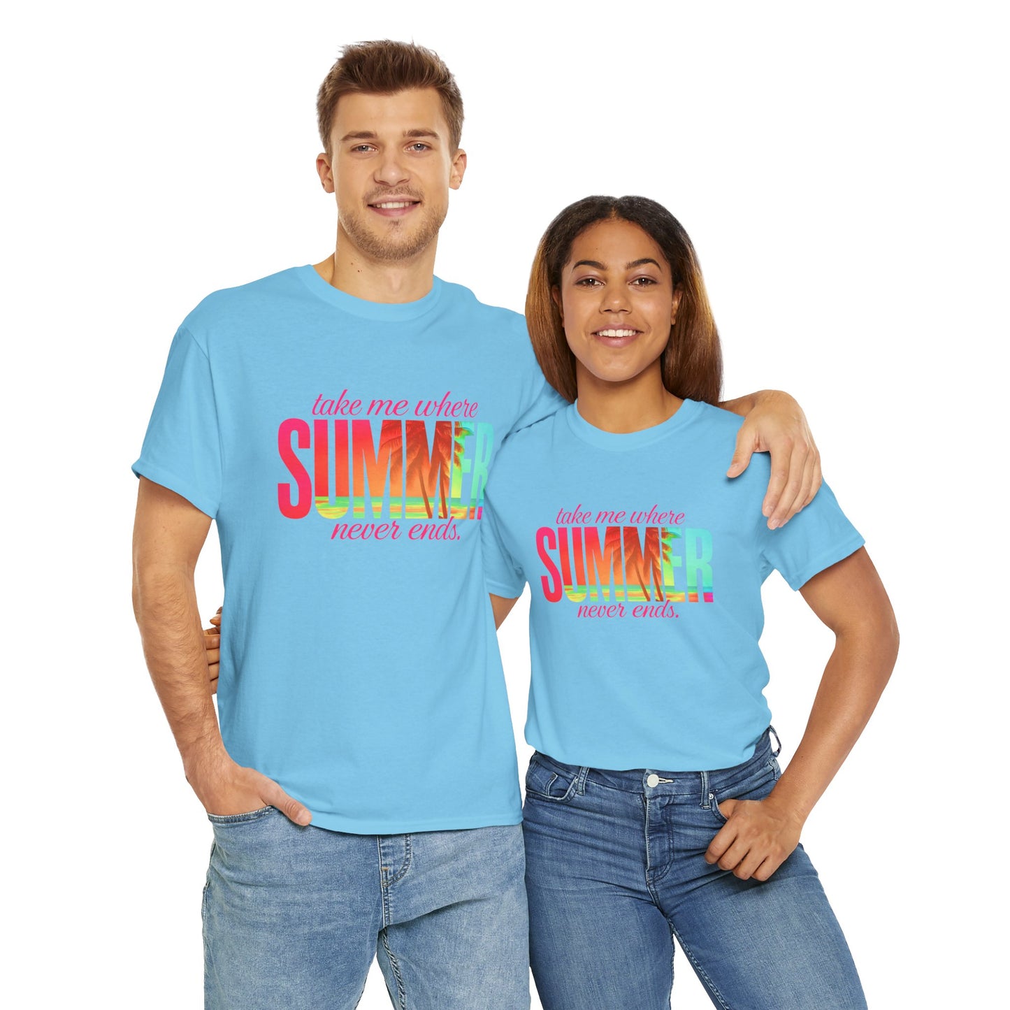 Summer Vibes Unisex Heavy Cotton Tee, Beachwear, Vacation Shirt, Gift for Summer Lovers, Casual Summer Tee, Outdoor Activities Wear