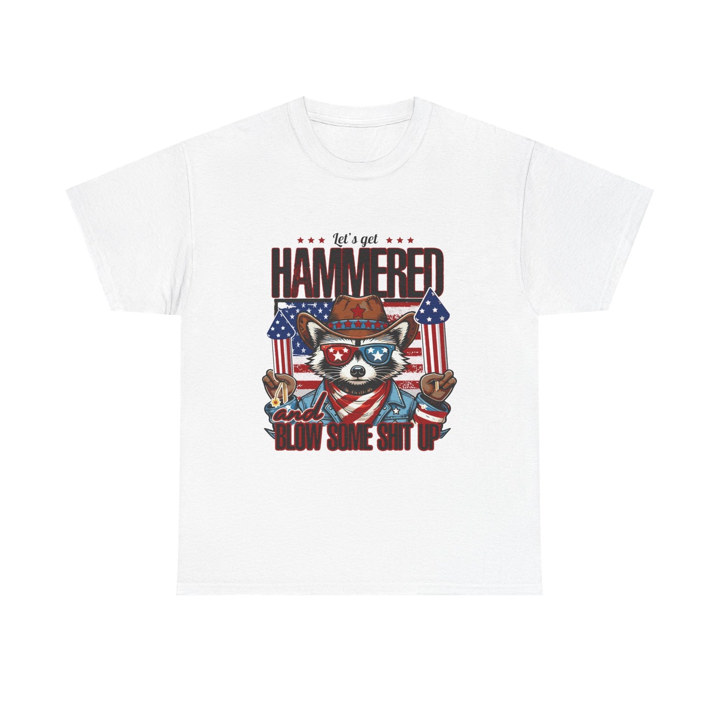 Patriotic Let's Get Hammered! American Party Raccoon Shirt