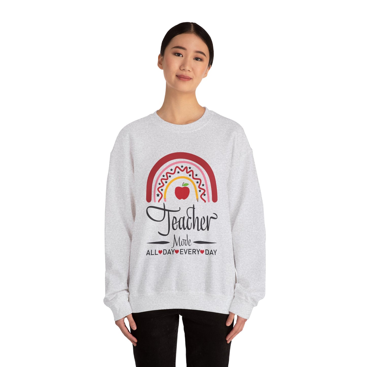 Teacher Made All Day Everyday Crewneck Sweatshirt, Comfortable Gift for Educators, Back to School, Teacher Appreciation, Cozy Gift