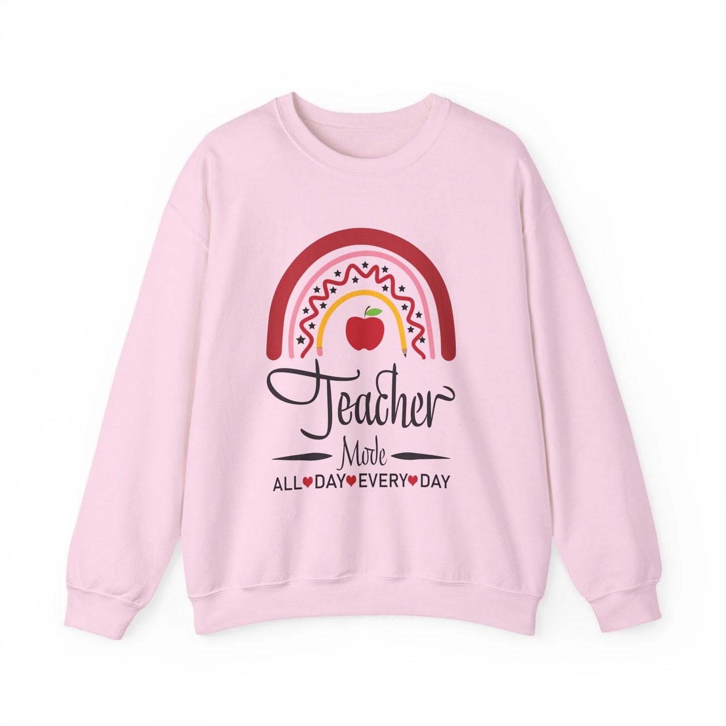 Teacher Made All Day Everyday Crewneck Sweatshirt, Comfortable Gift for Educators, Back to School, Teacher Appreciation, Cozy Gift