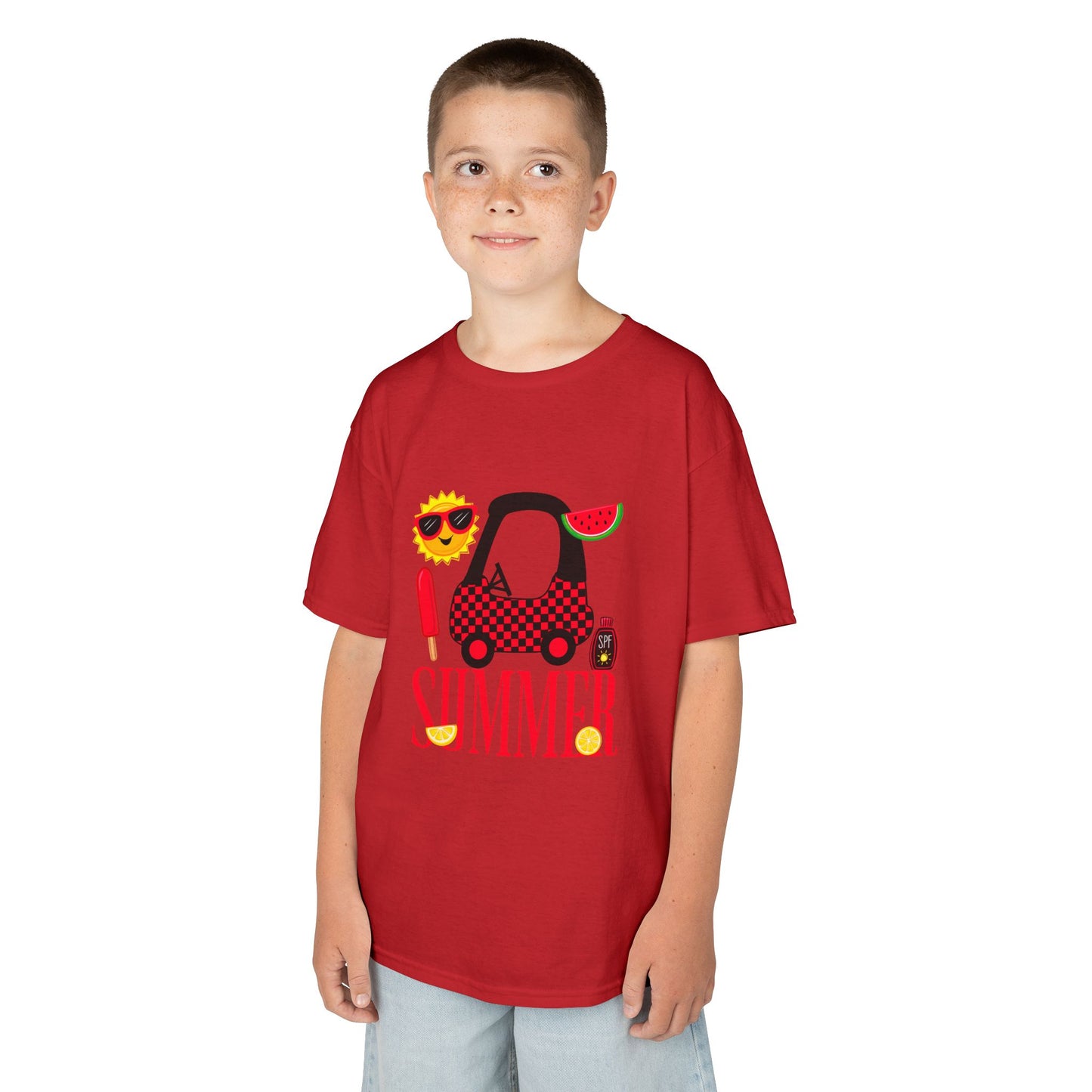Kids Summer Graphic Tee — 'Summer' Car, Sunglasses & Popsicle Design