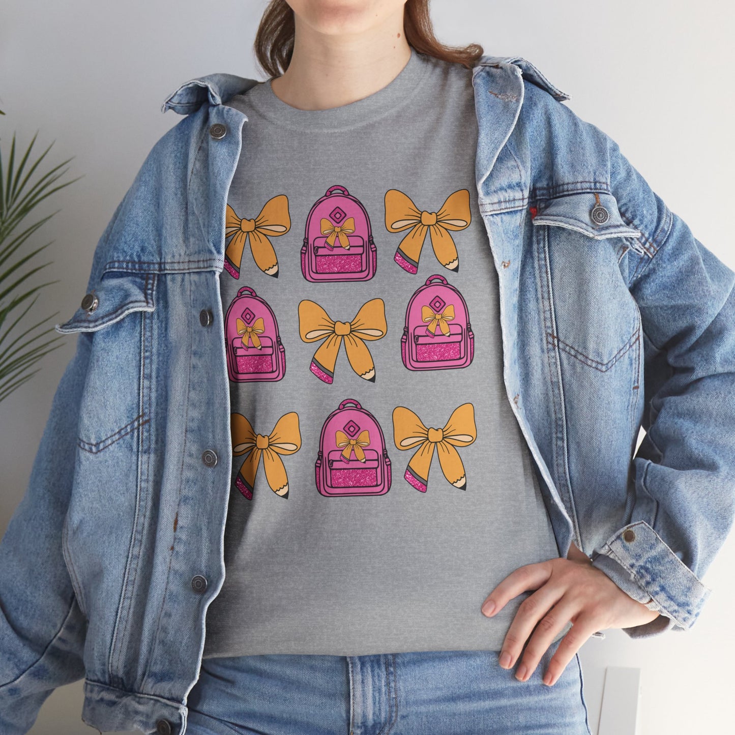 Cute Bow and Backpack Tee - Fun, Comfortable Unisex T-Shirt, Perfect for School Days, Gifts for Kids, Back to School, Casual Wear, [...]