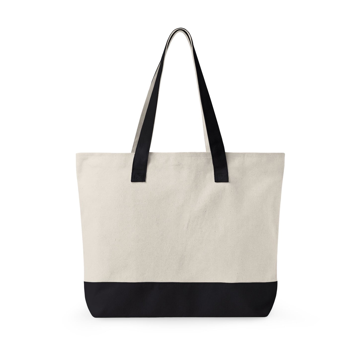 Canvas Tote Bag with Cute Ribbon Bow Print — Zippered Cotton Shopper