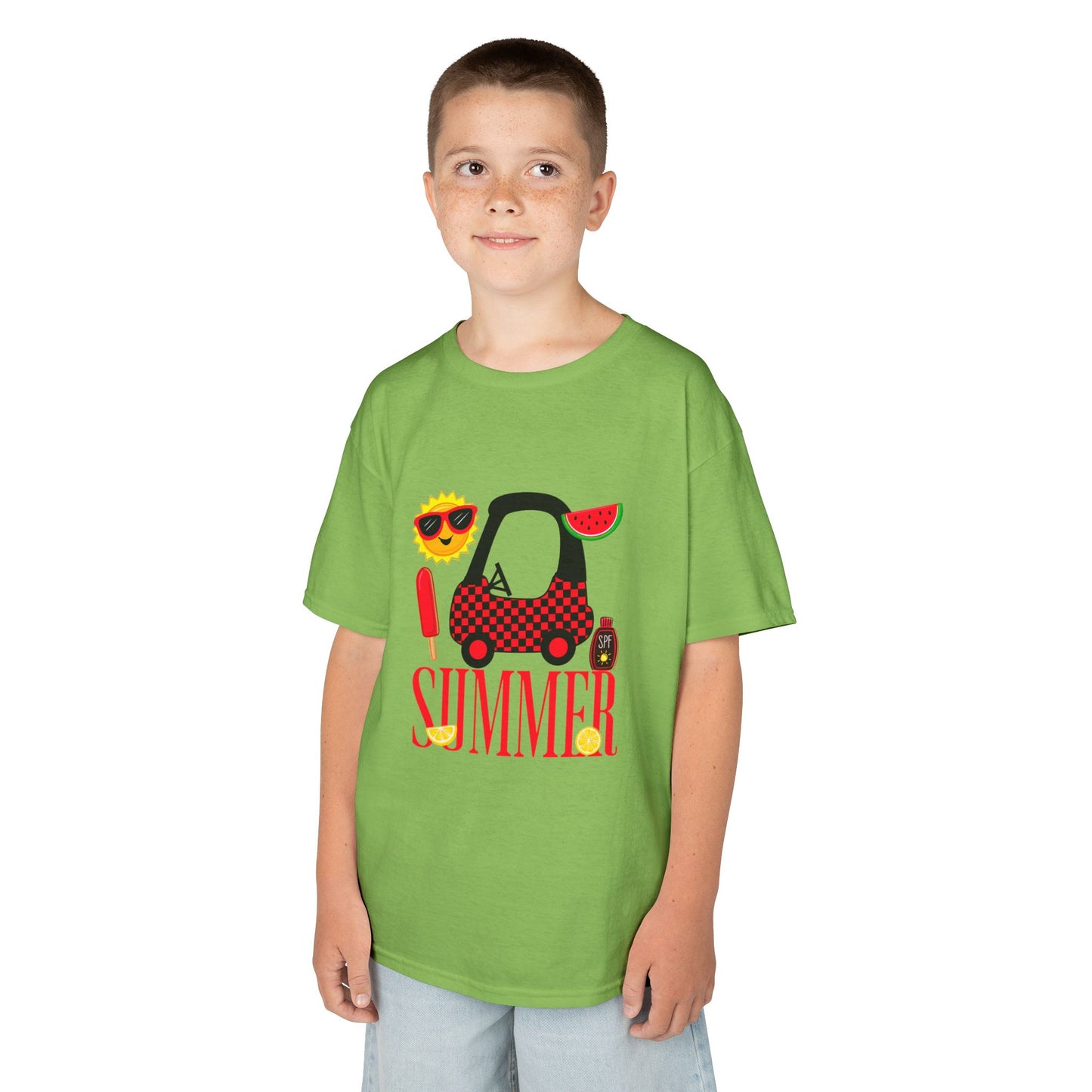 Kids Summer Graphic Tee — 'Summer' Car, Sunglasses & Popsicle Design