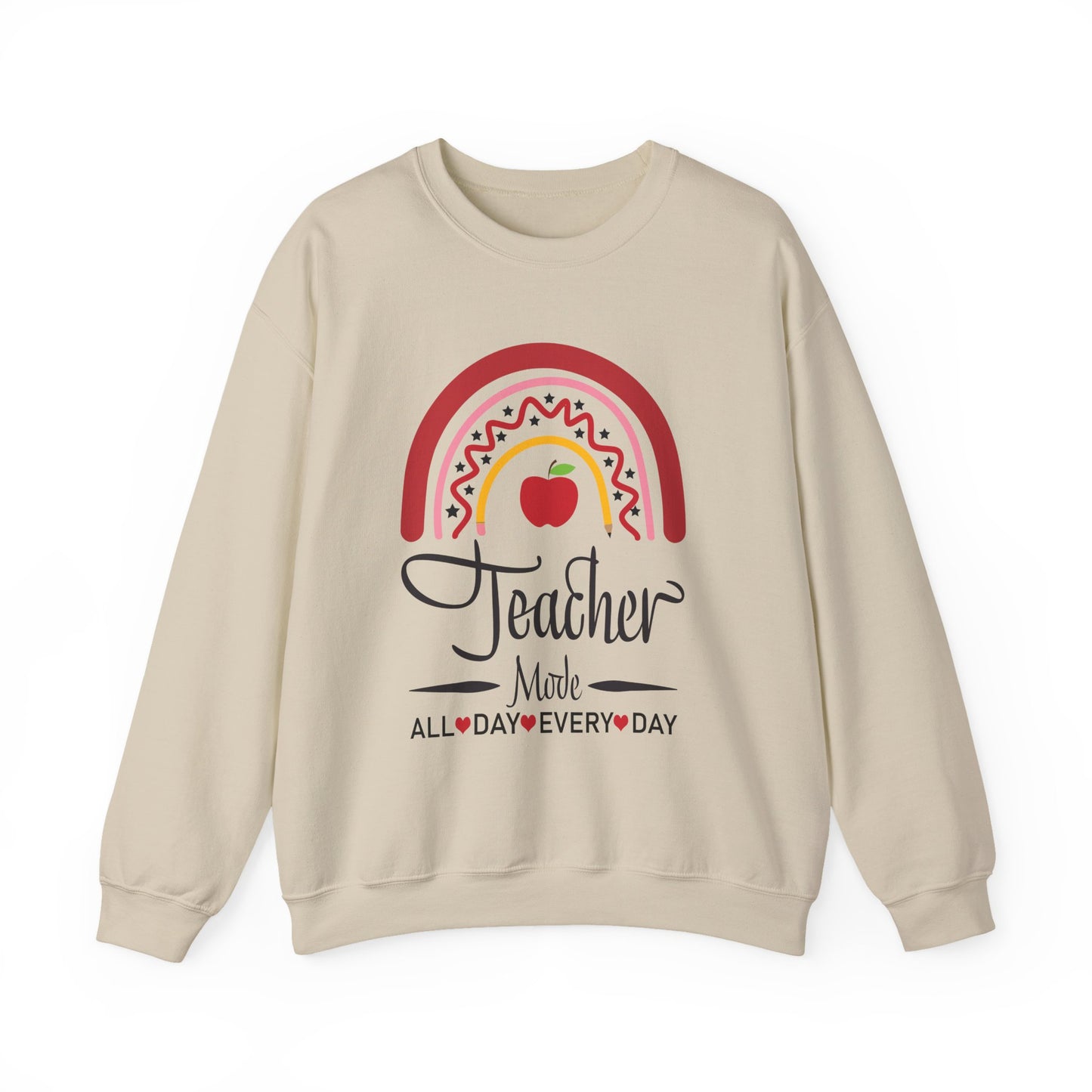 Teacher Made All Day Everyday Crewneck Sweatshirt, Comfortable Gift for Educators, Back to School, Teacher Appreciation, Cozy Gift
