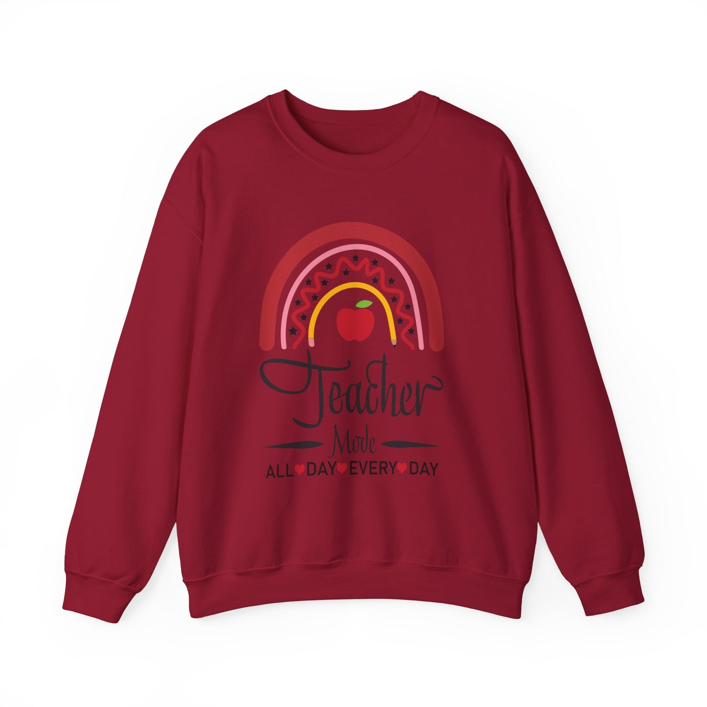 Teacher Made All Day Everyday Crewneck Sweatshirt, Comfortable Gift for Educators, Back to School, Teacher Appreciation, Cozy Gift